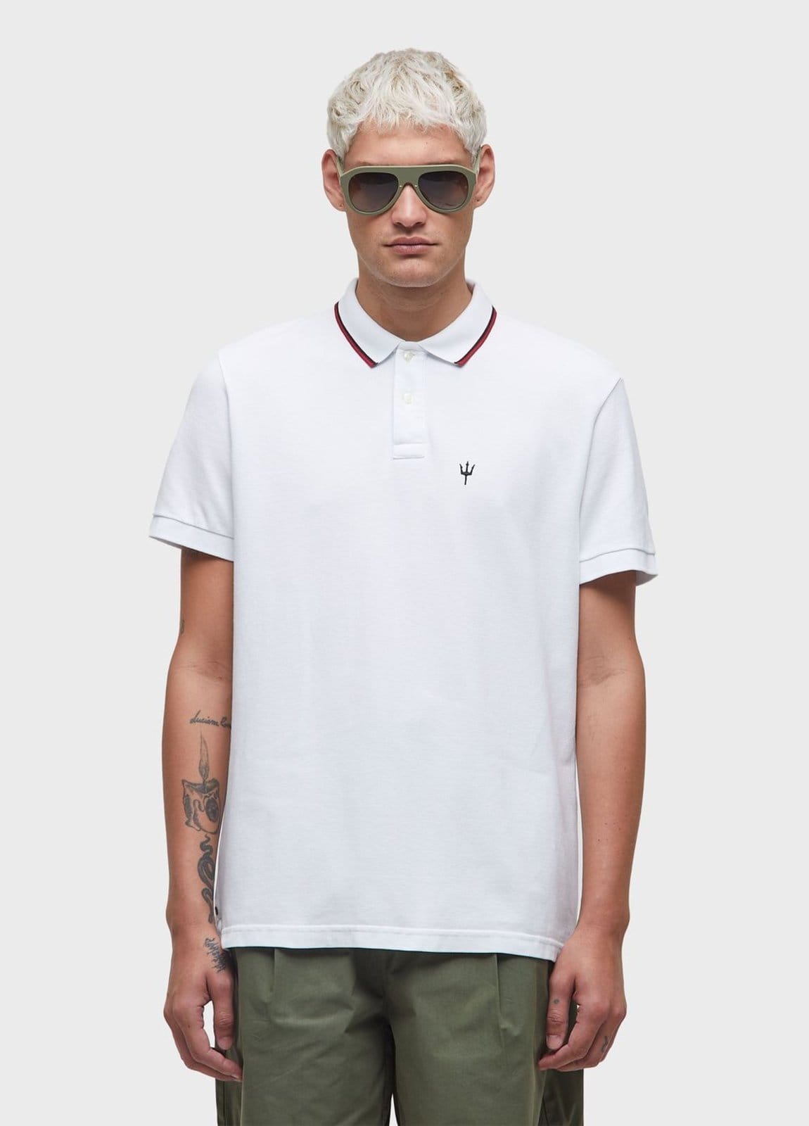 Vista principal Polo piquet tridente Osklen branco