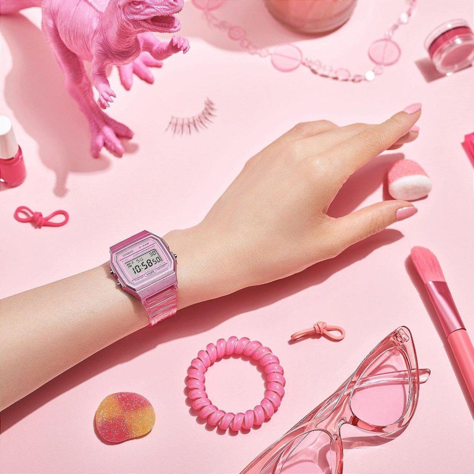 Vista 2 Relógio Casio Standard F-91WS-4DF Casio rosa