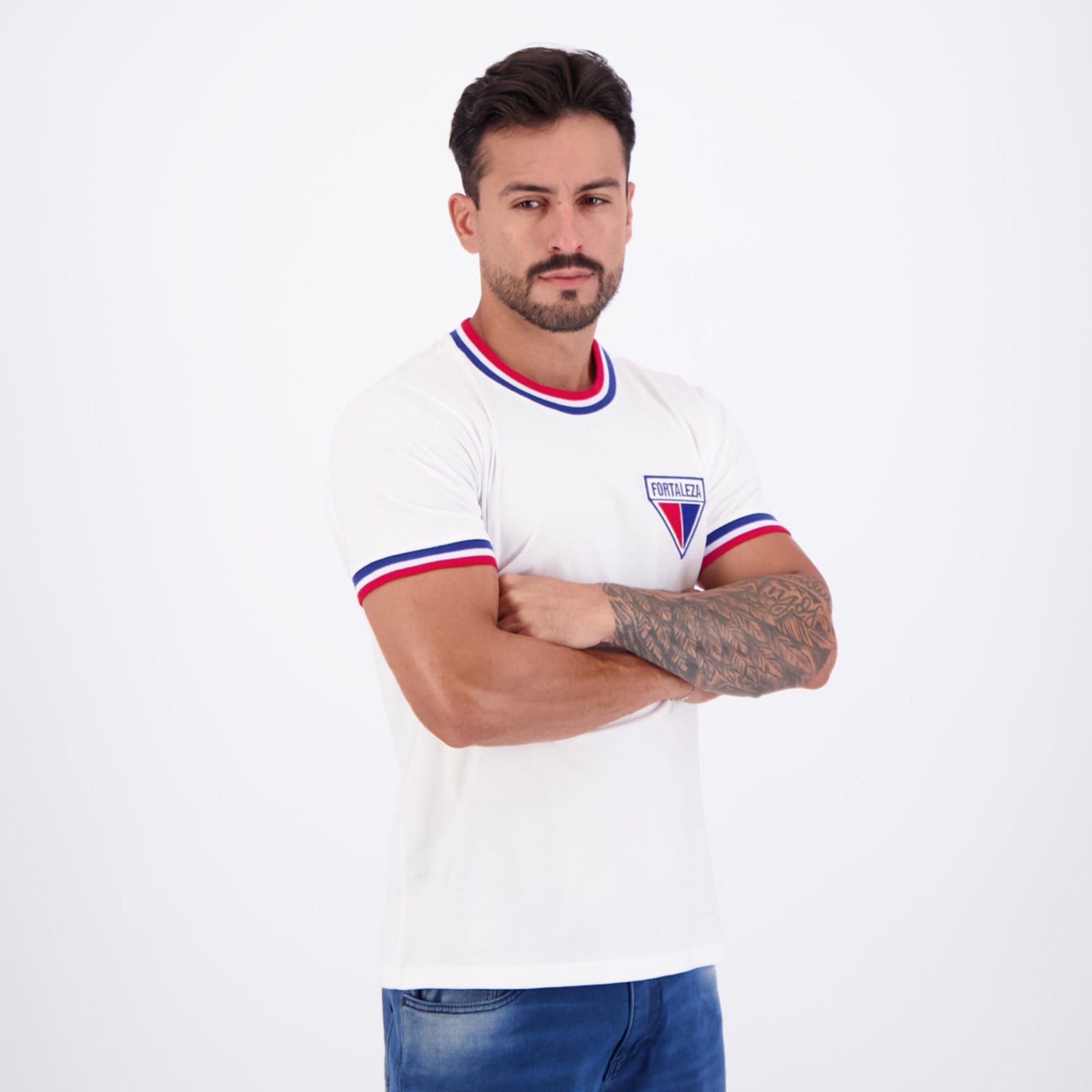 Vista 2 Camisa Fortaleza Retrô 1974 Branca Retrômania branco