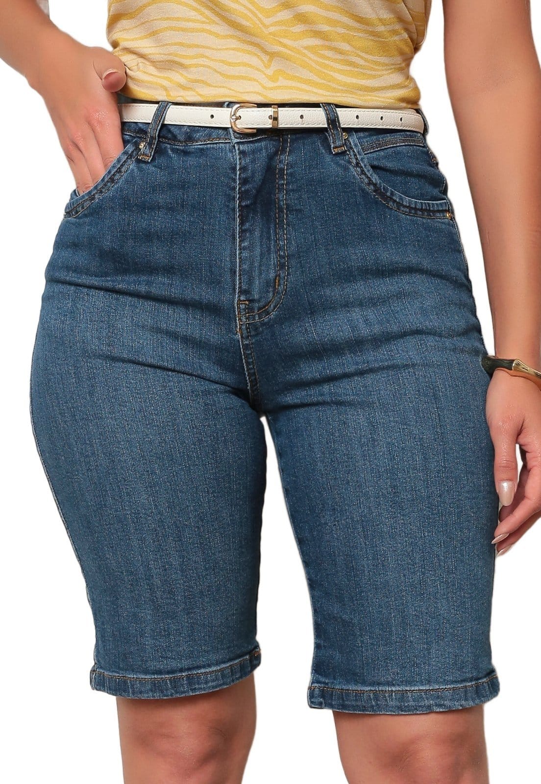 Bermuda Ciclista Jeans Dellamarca Light Blue