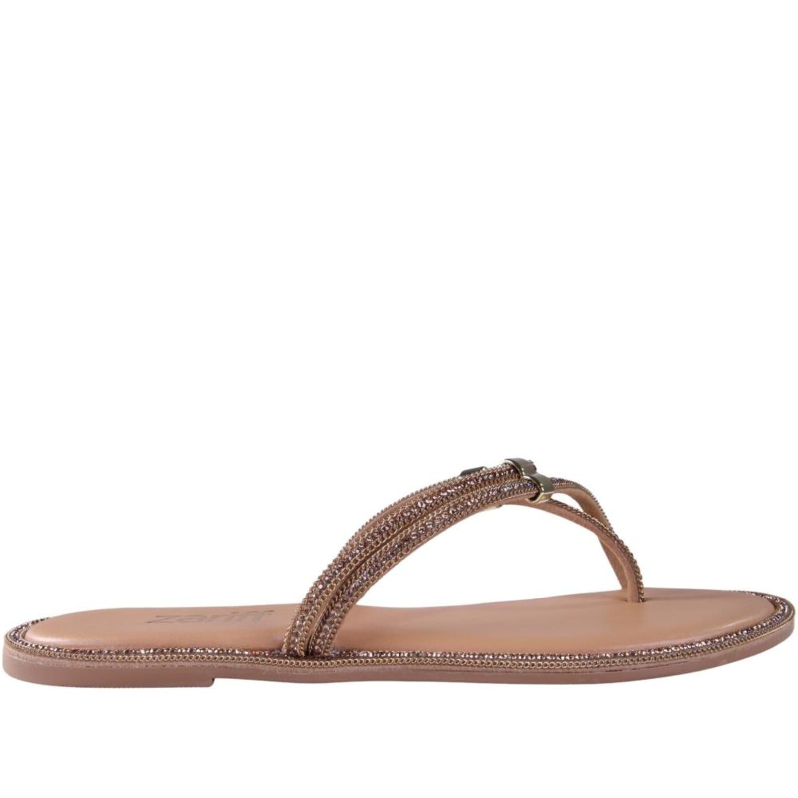 Sandália Feminina Zariff Rasteira Wr-25 Camel/Ouro