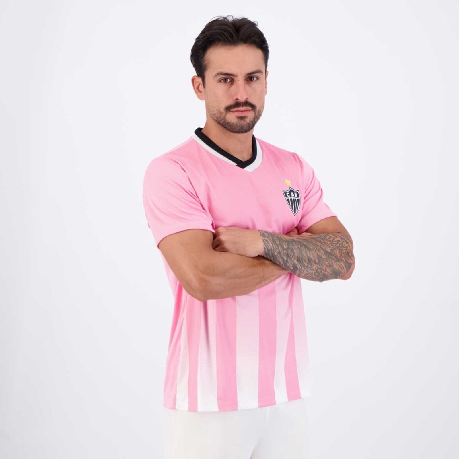 Vista 2 Camisa Atlético Mineiro Flora braziline rosa