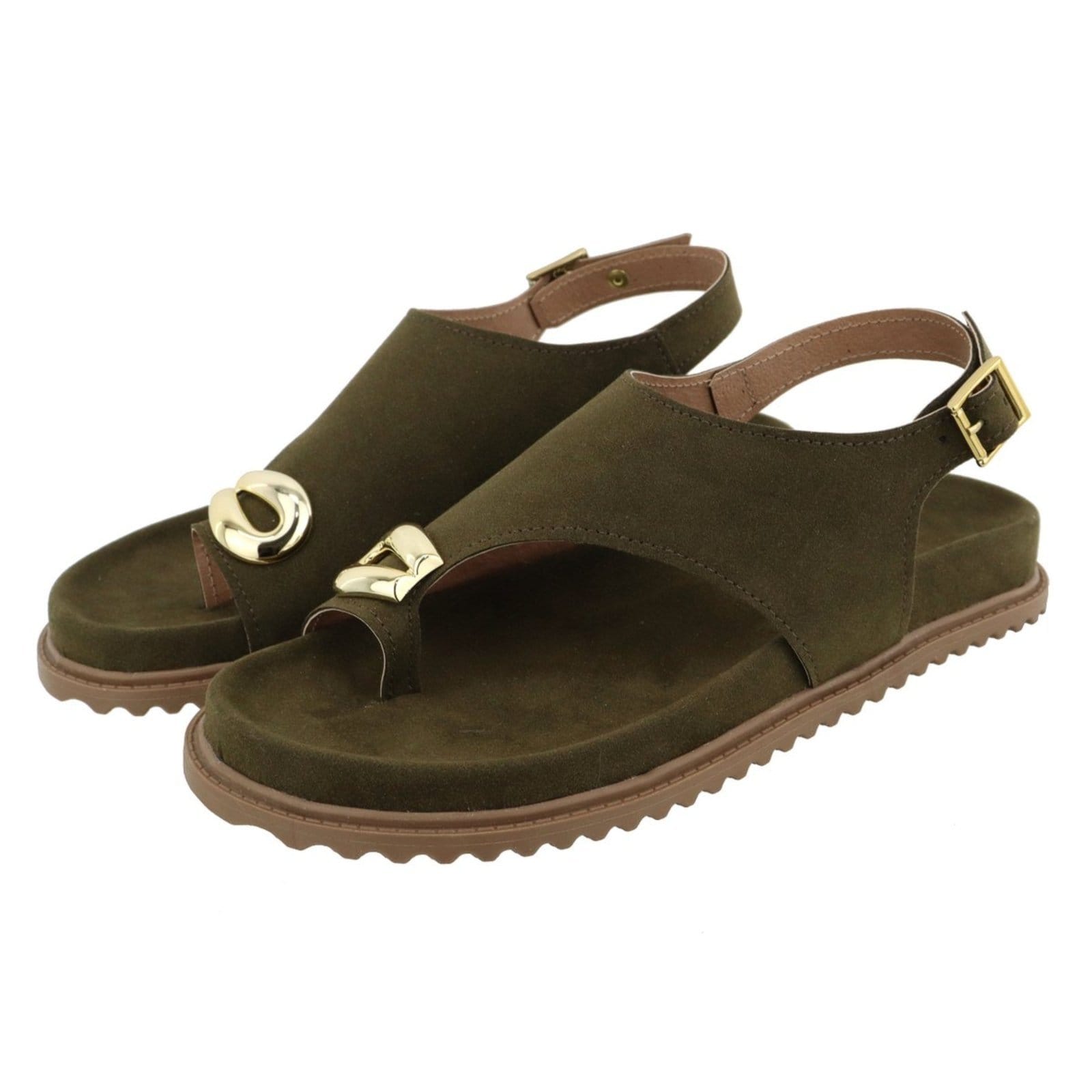 Sandália Papete Feminina Lançamento Dedo Camurça Verde Musgo