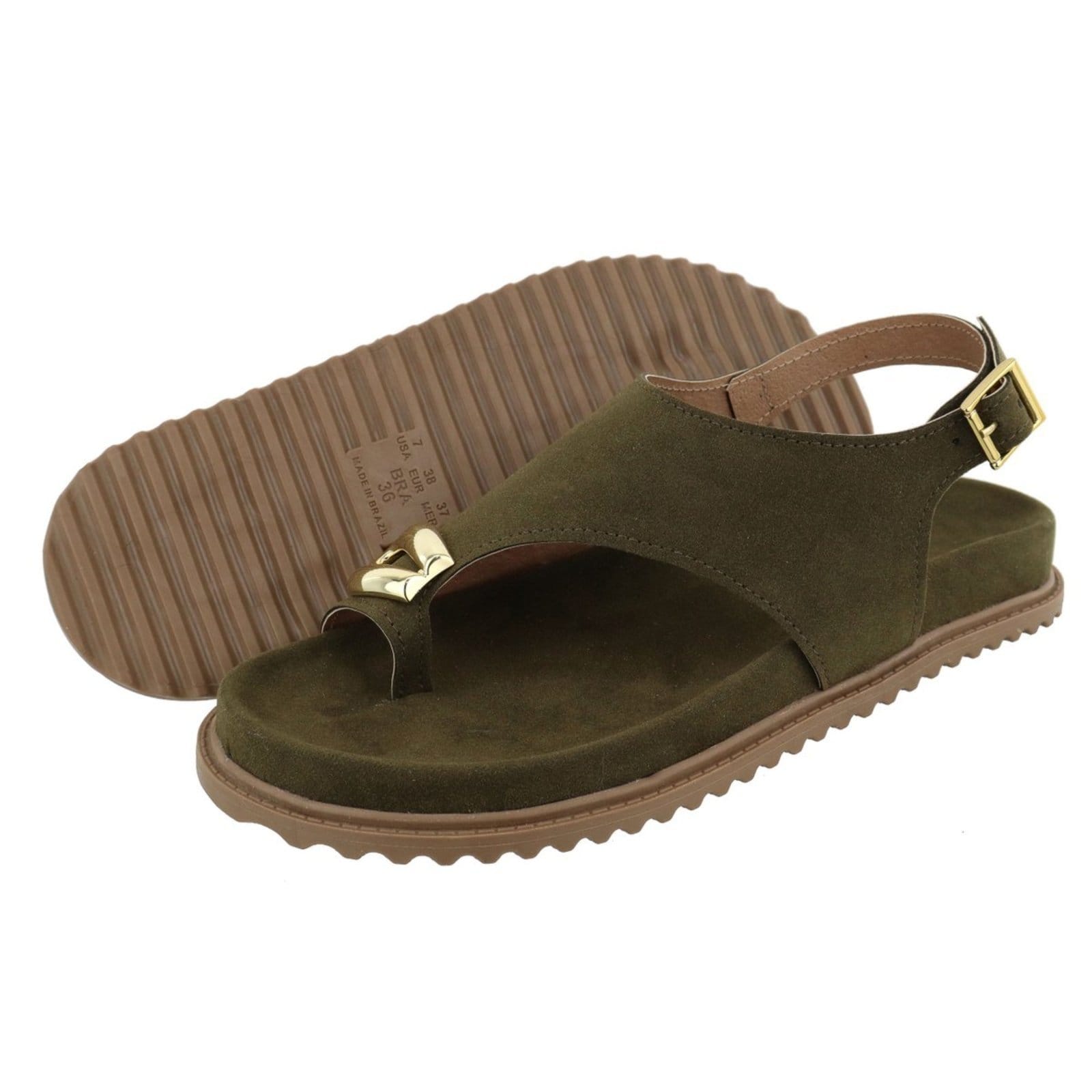 Vista 2 Sandália Papete Feminina Lançamento Dedo Camurça Verde Musgo TELLINI STORE verde militar