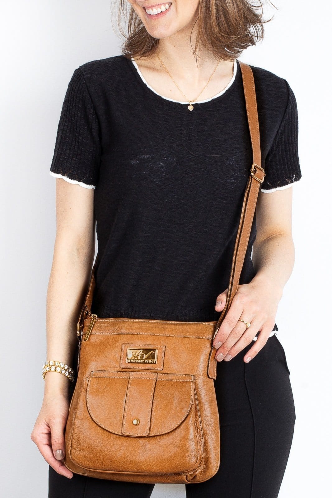 Bolsa tiracolo de couro liso Elis