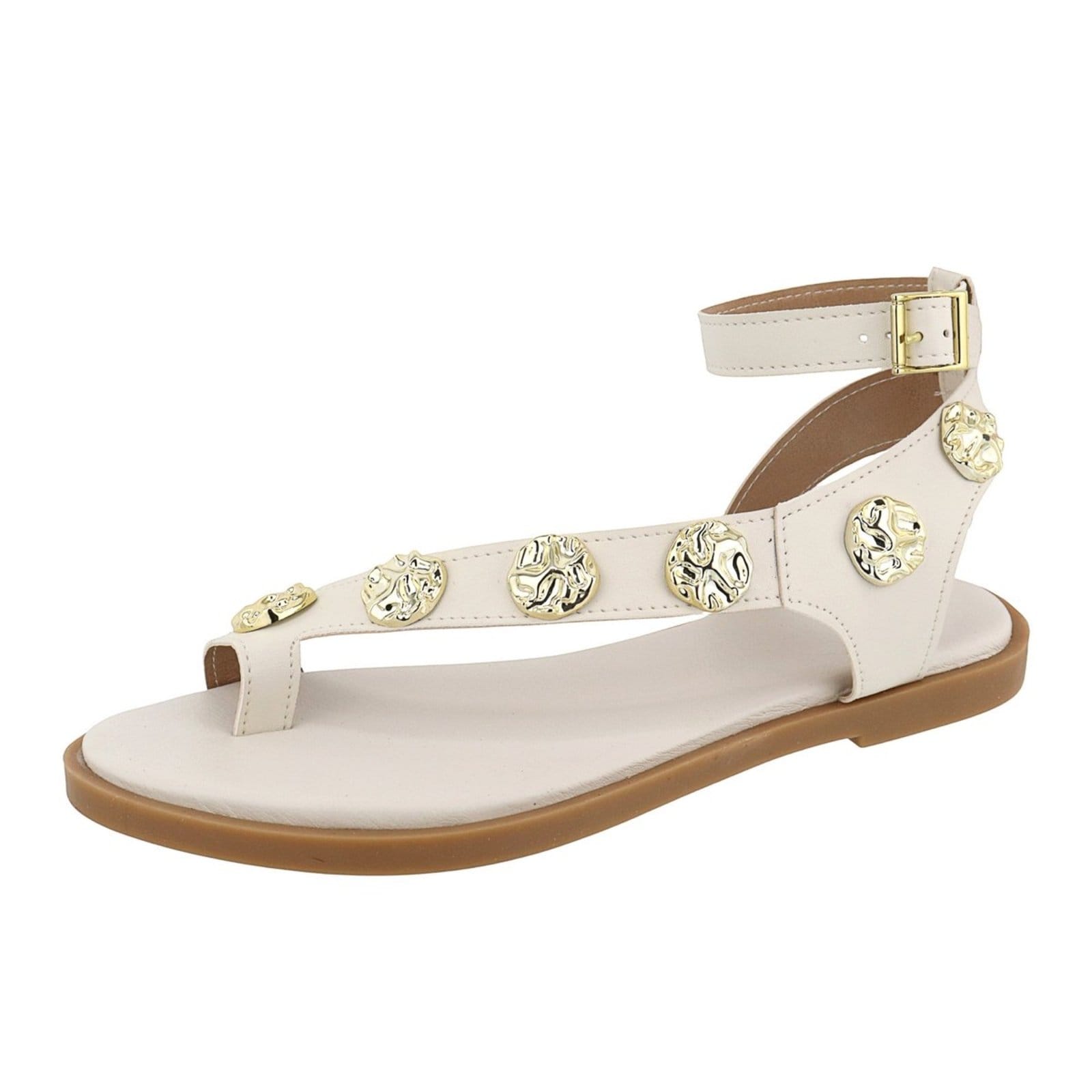 Rasteira Sandália Feminina Metais Delicada Lançamento Off White