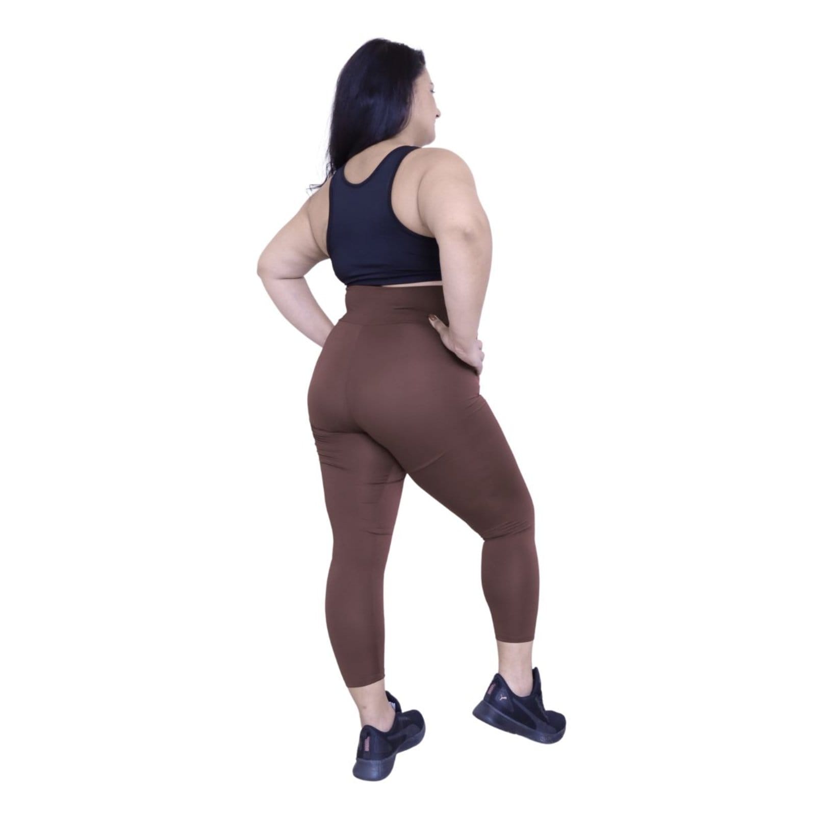Vista 2 Calça Legging Plus Size Heide Ribeiro Corsário Fit Silver Marrom Heide Ribeiro marrom silver