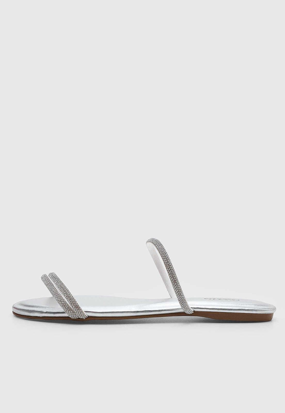 Rasteira Feminina Arezzo Tiras Brilhantes Prateada