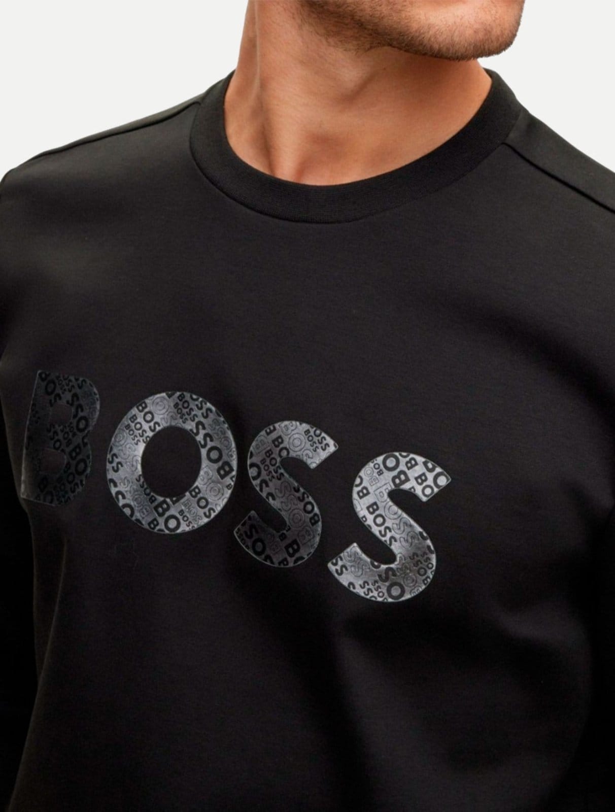 Vista 2 Blusa Hugo Boss Masculina Moletom Regular Salbo Mirro Hugo Boss preto