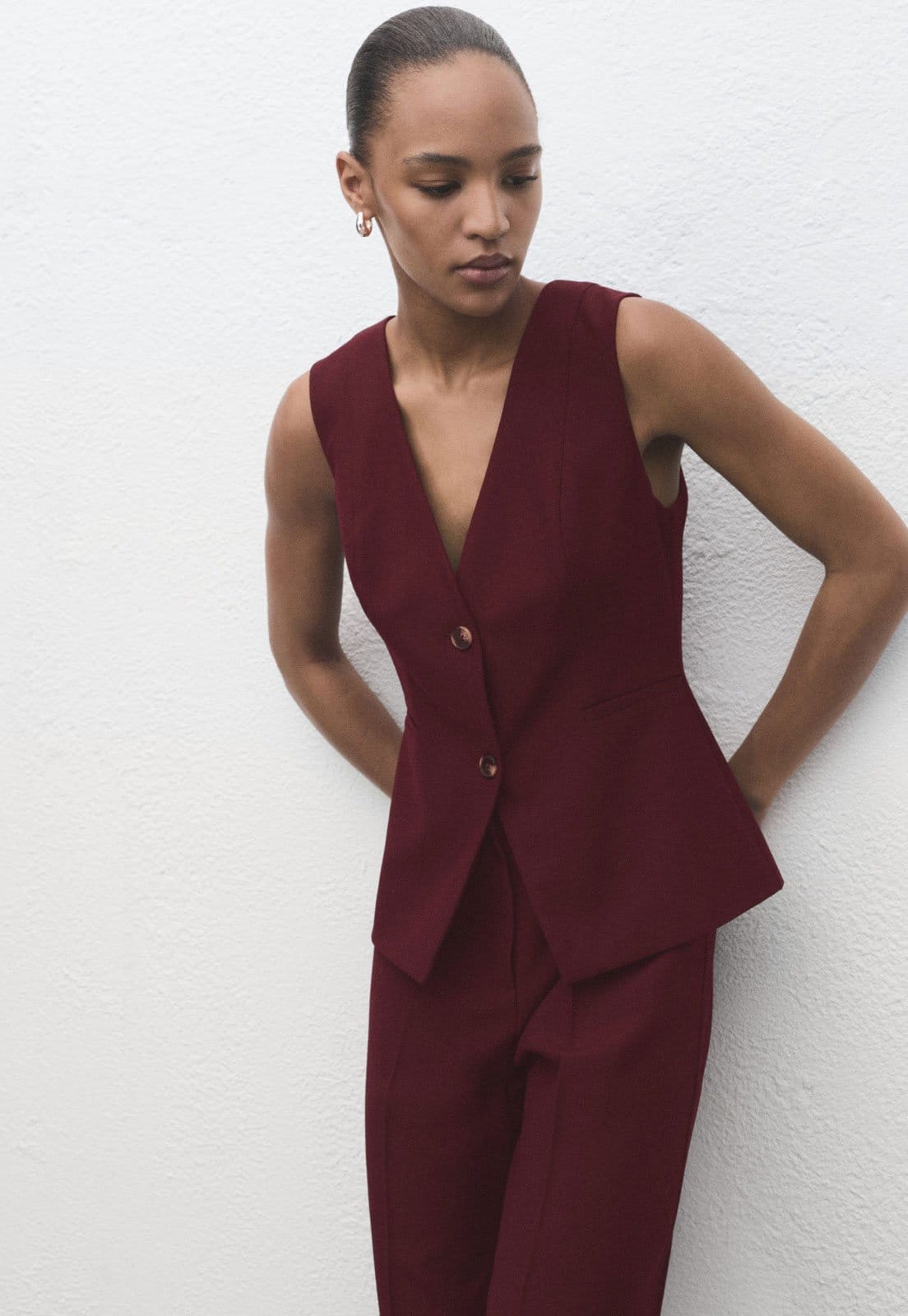 Macacão Feminino Mango Decote V Botões