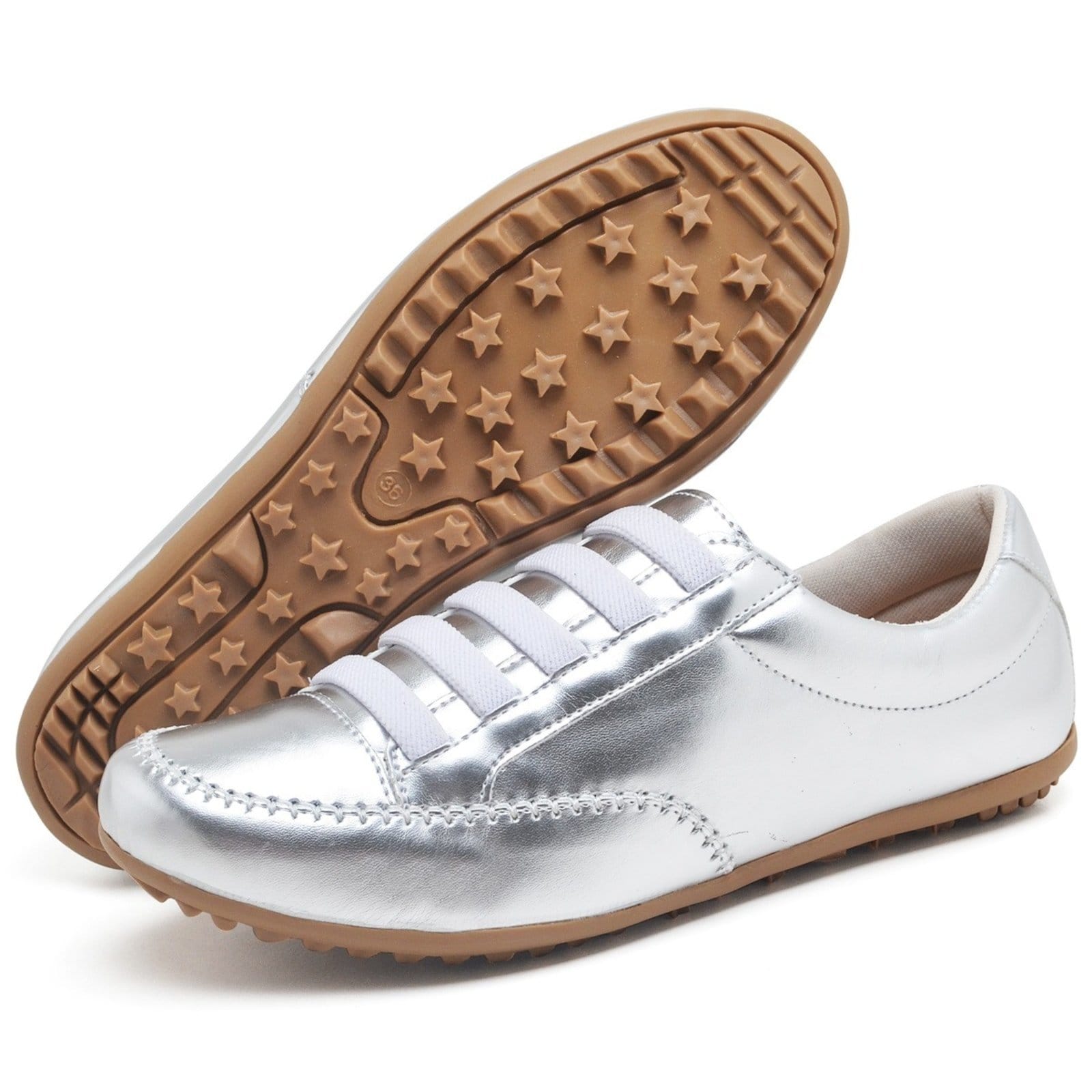 Vista 2 Tênis Mocatênis Giulia Capri em Couro ECO - Cod101 METALIZADO diRavena prata