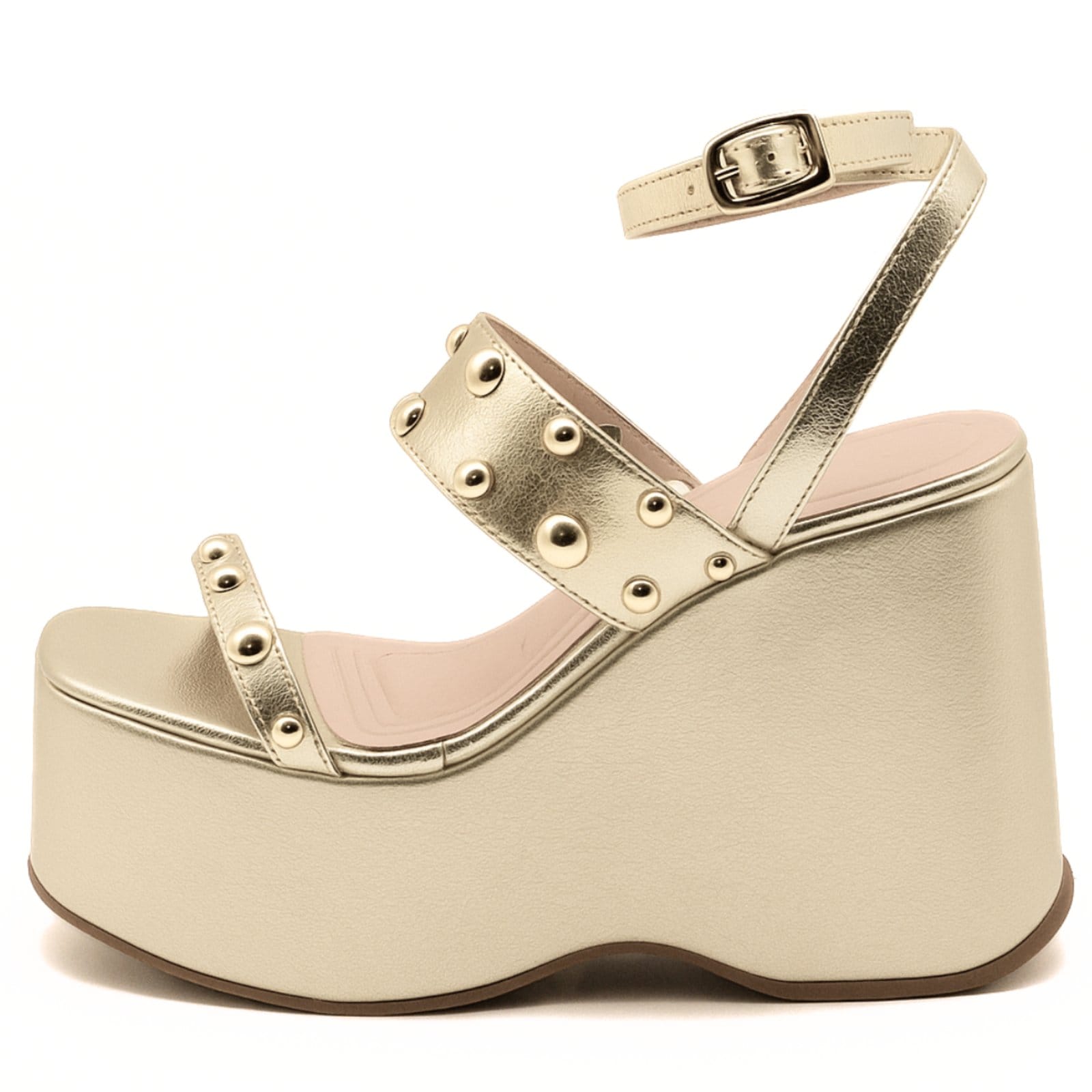 Vista 2 Sandália Meia Pata Plataforma Feminina Dourada Luxo Chic 182172 Hannah Footwear dourado