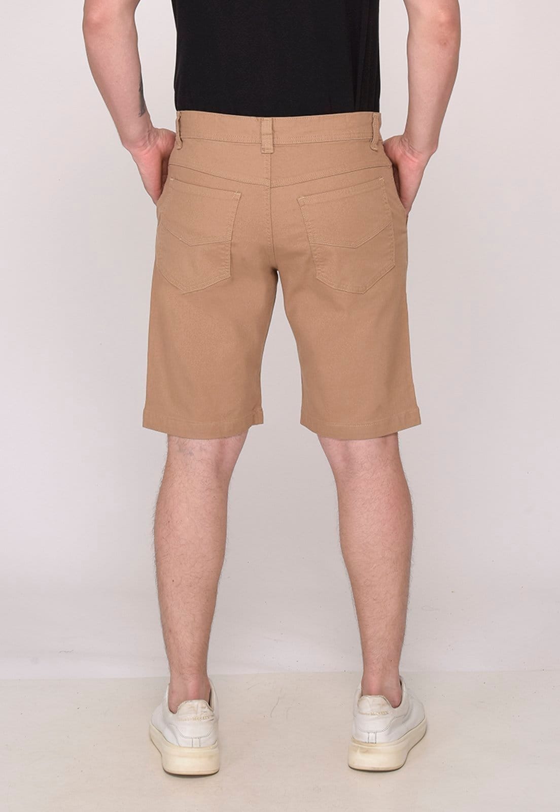 Vista 2 Bermuda Sarja Casual Masculina Conforto Elastano 7792 Caqui Macaw bege/cáqui caqui