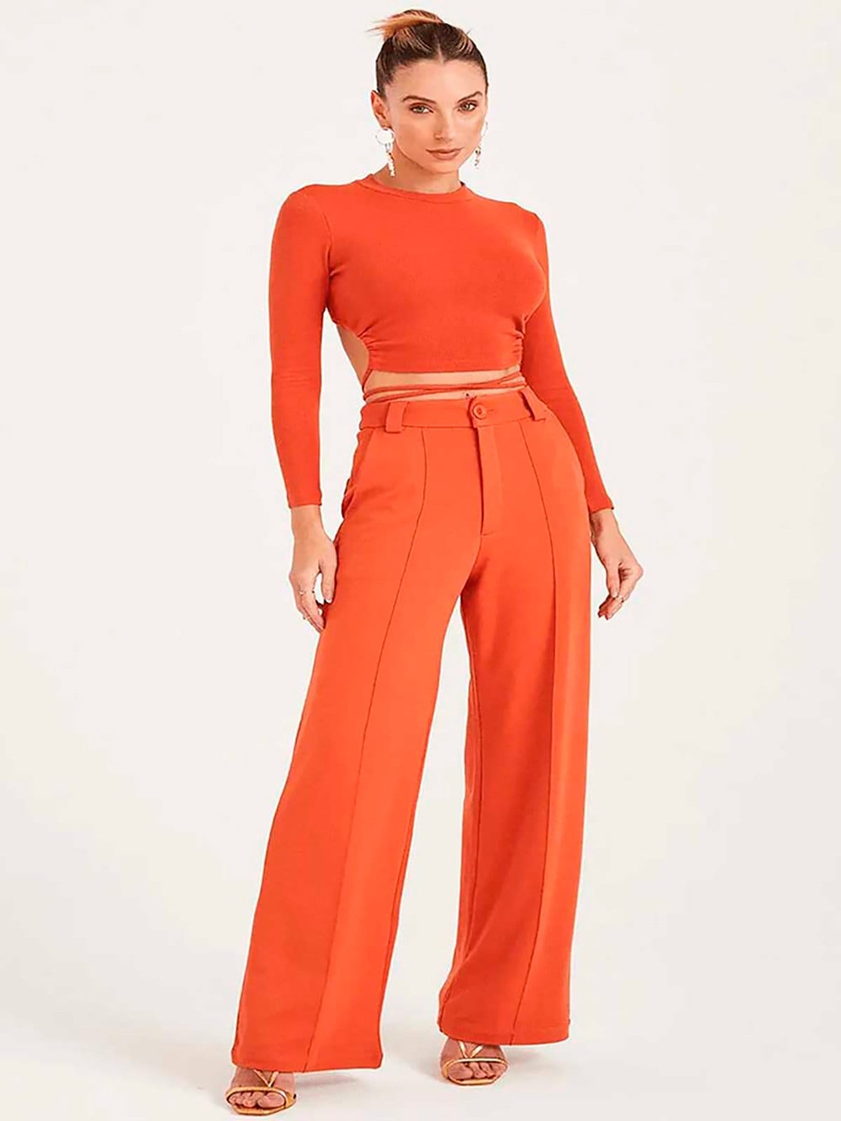 Calça Pantalona Zen Com Frisos