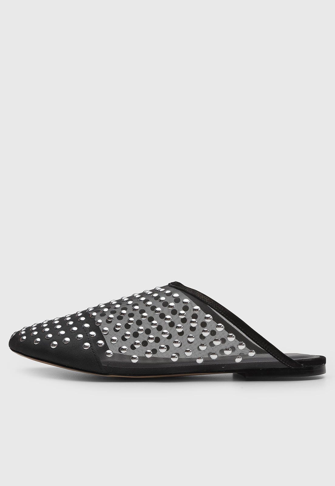 Sapatilha Feminina Mule Capodarte Aplicações Metálicas Preta