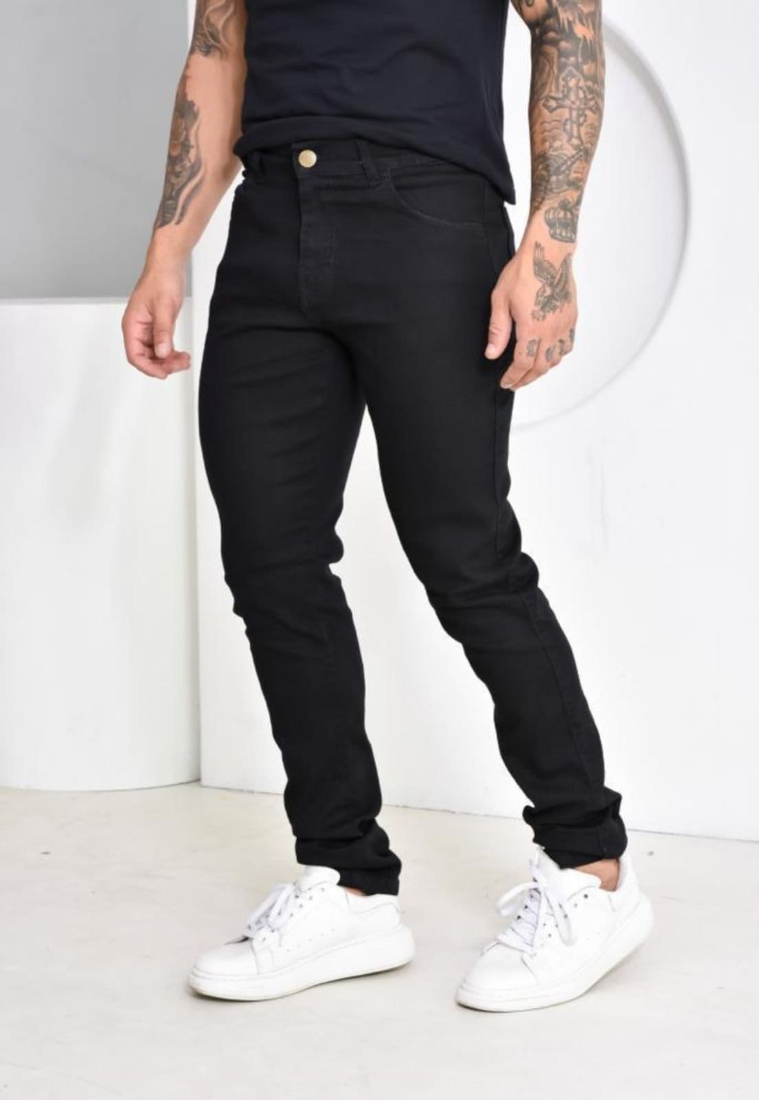 Calça Jeans Masculina Slim Black linha Premium Modelo Fashion Preta