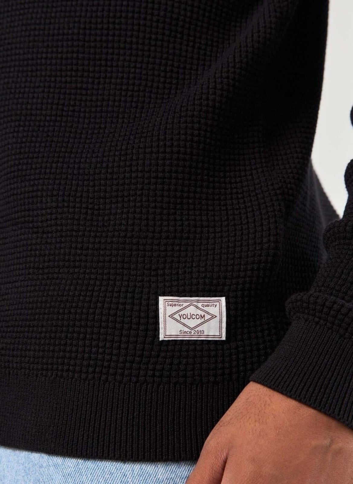 Vista 2 Blusa De Tricô Com Textura Waffle Youcom preto