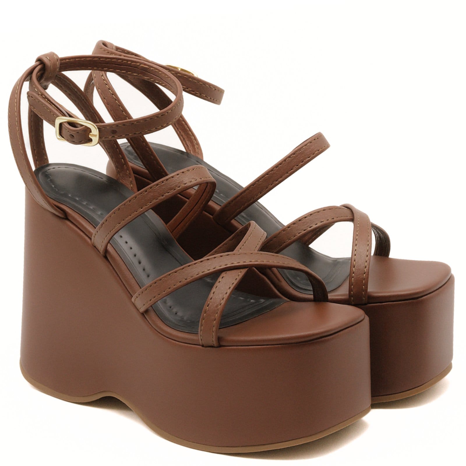 Sandália Feminina Anabela Com Tiras 182158 Floter Cacau Sete Sales