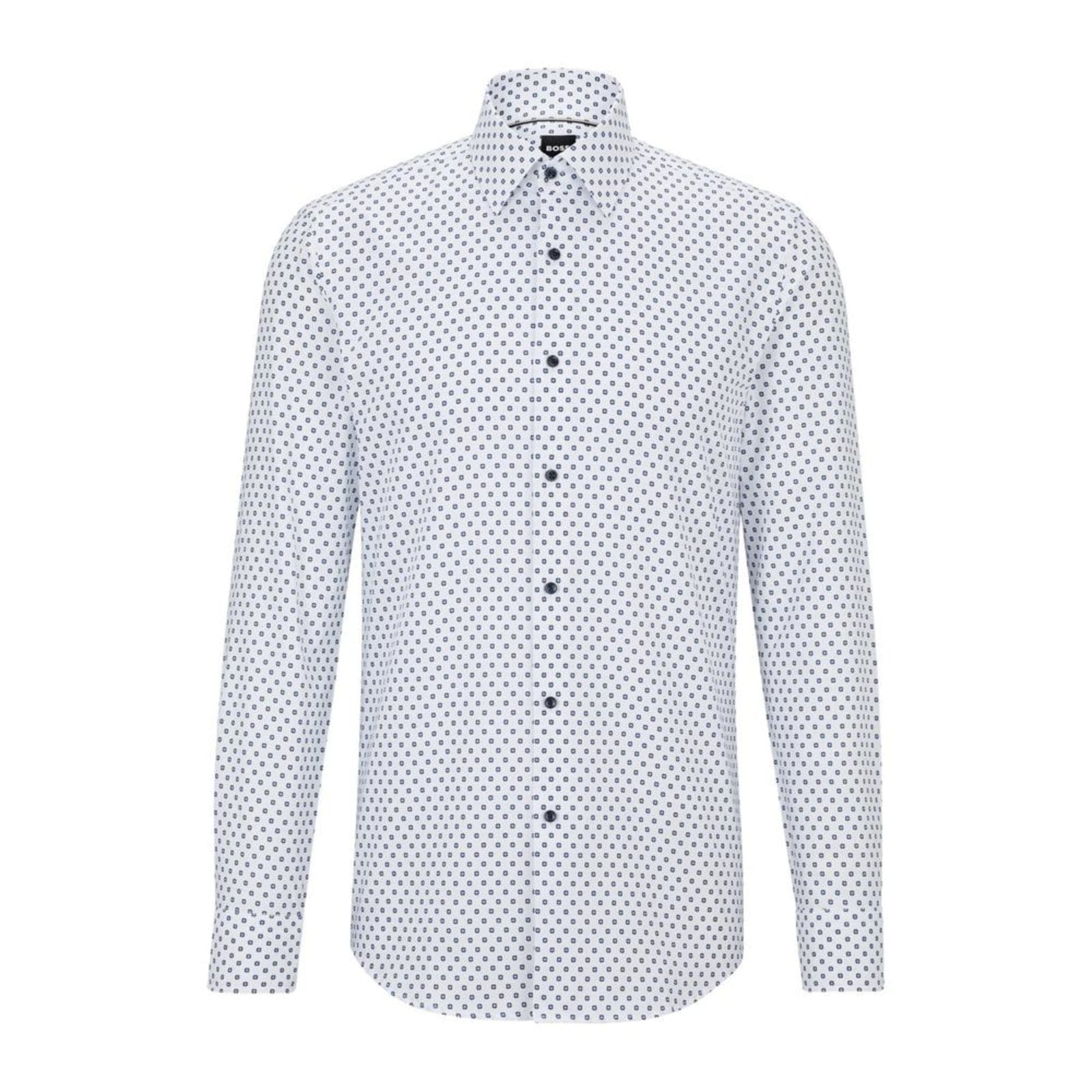 Camisa Slim Fit Em Algodão Oxford Italiano Estampado