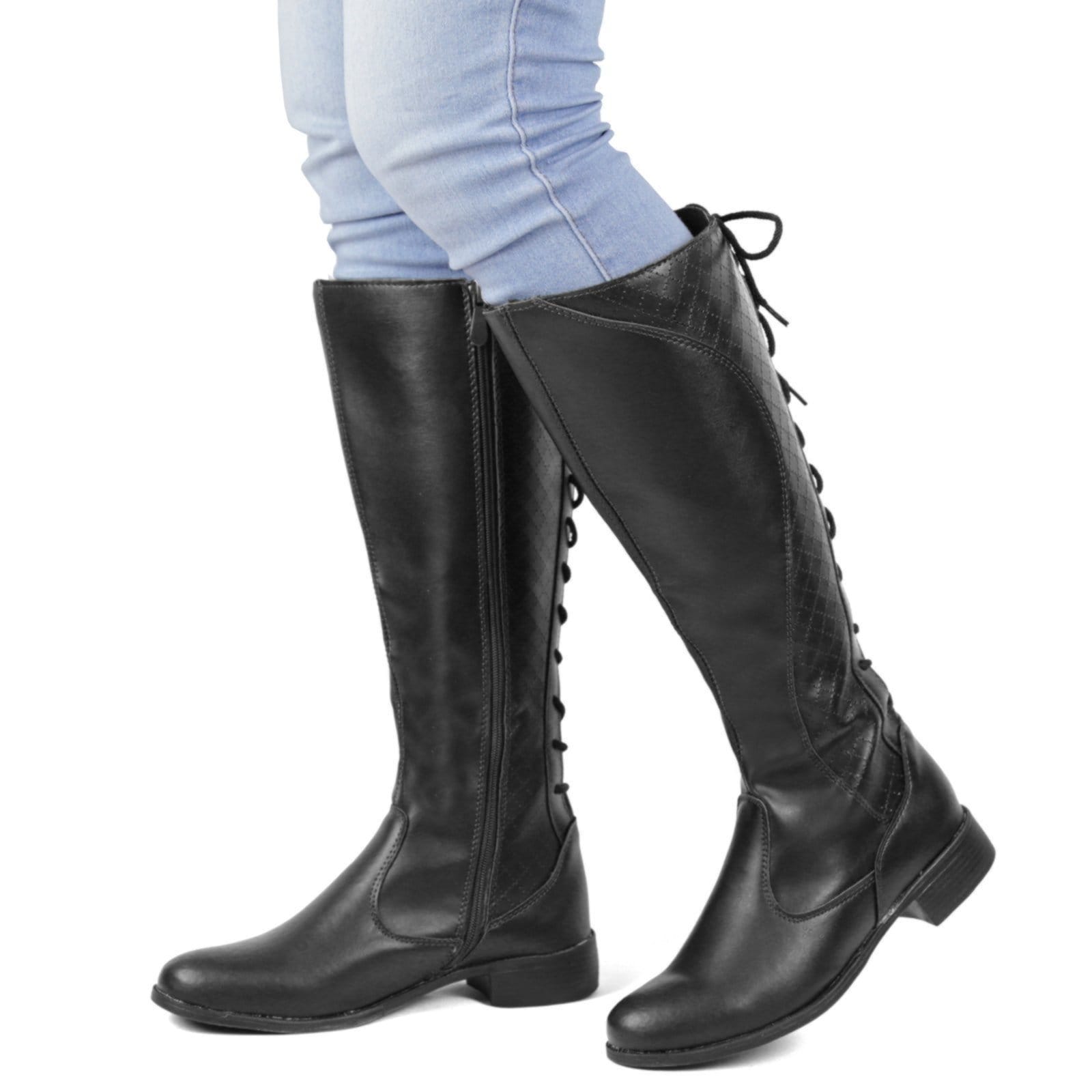 Vista 2 Kit Bota Feminina Cano Alto Montaria Salto Baixo + Bolsa Transversal Sapatofran preto