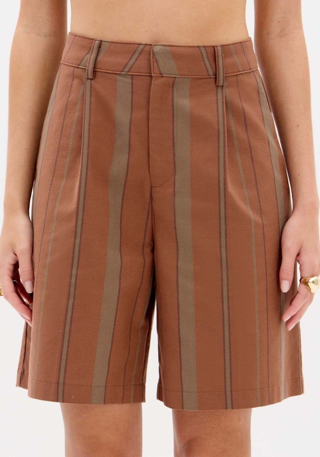 Vista 2 Bermuda Alfaiataria Listrado My Favorite Things marrom