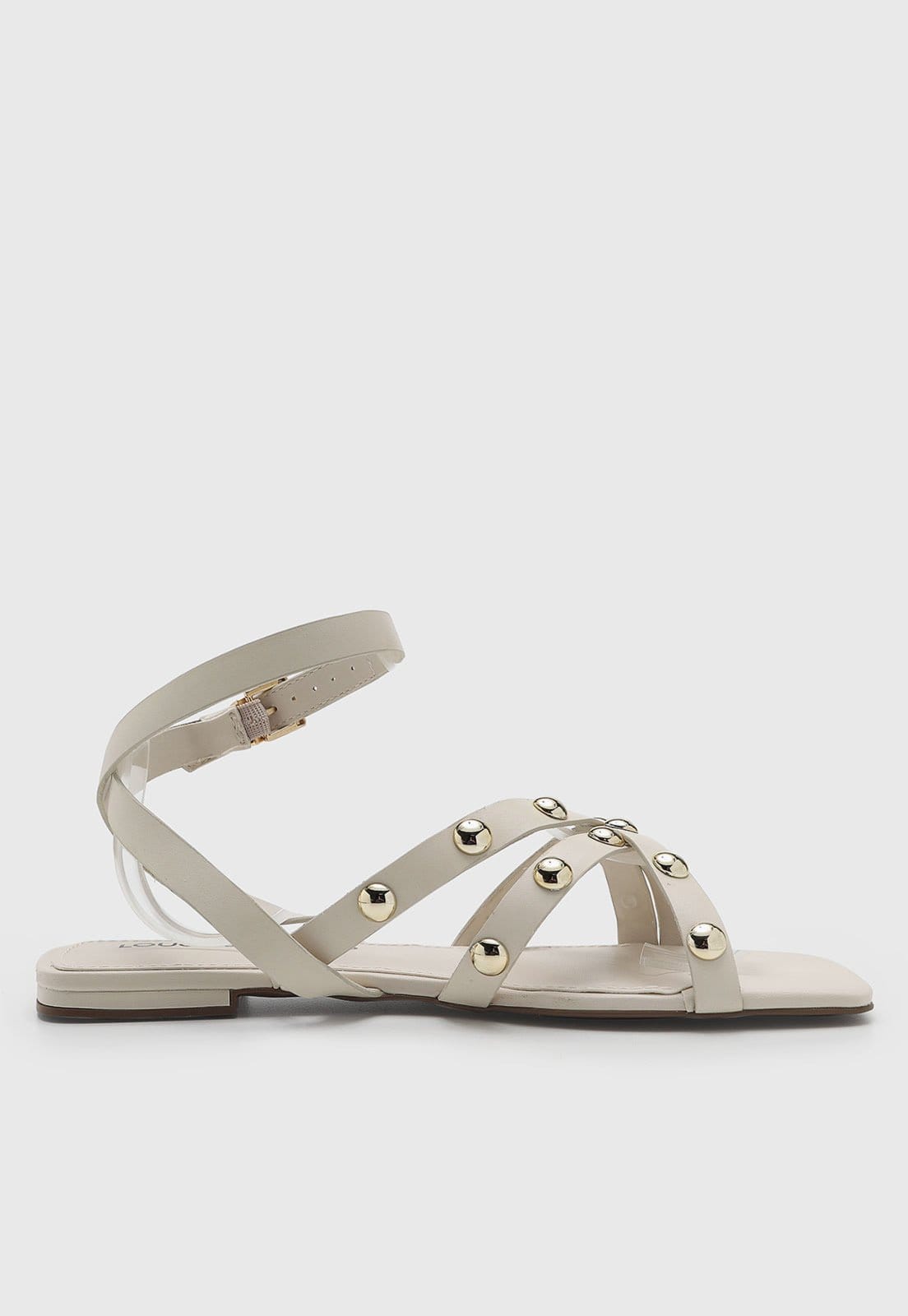 Vista 2 Rasteira Feminina Loucos e Santos Tiras Tachas Off-White Loucos e Santos off-white white