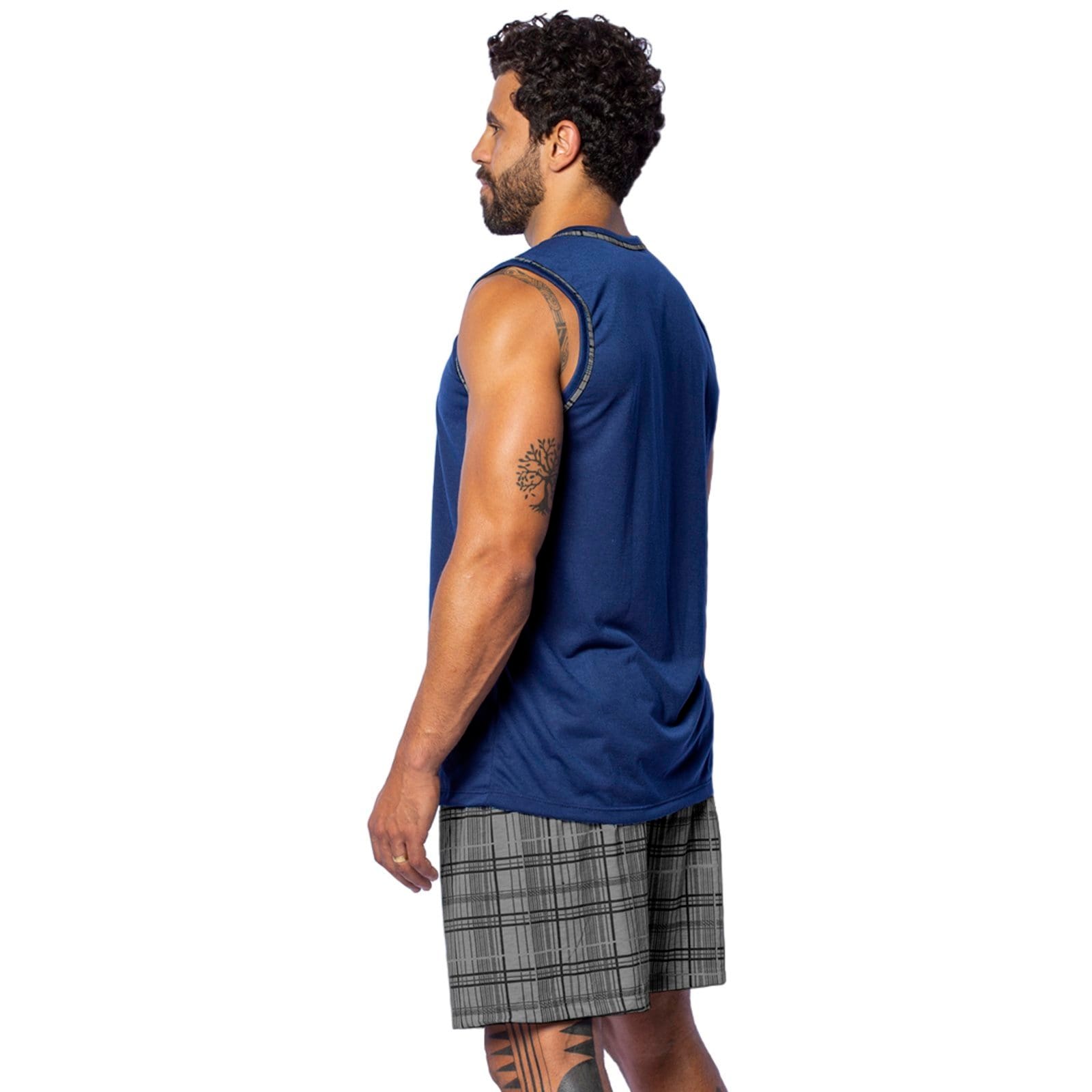 Pijama Masculino Gabi Lingerie Regata Malha Confortável Curto Marinho - 2