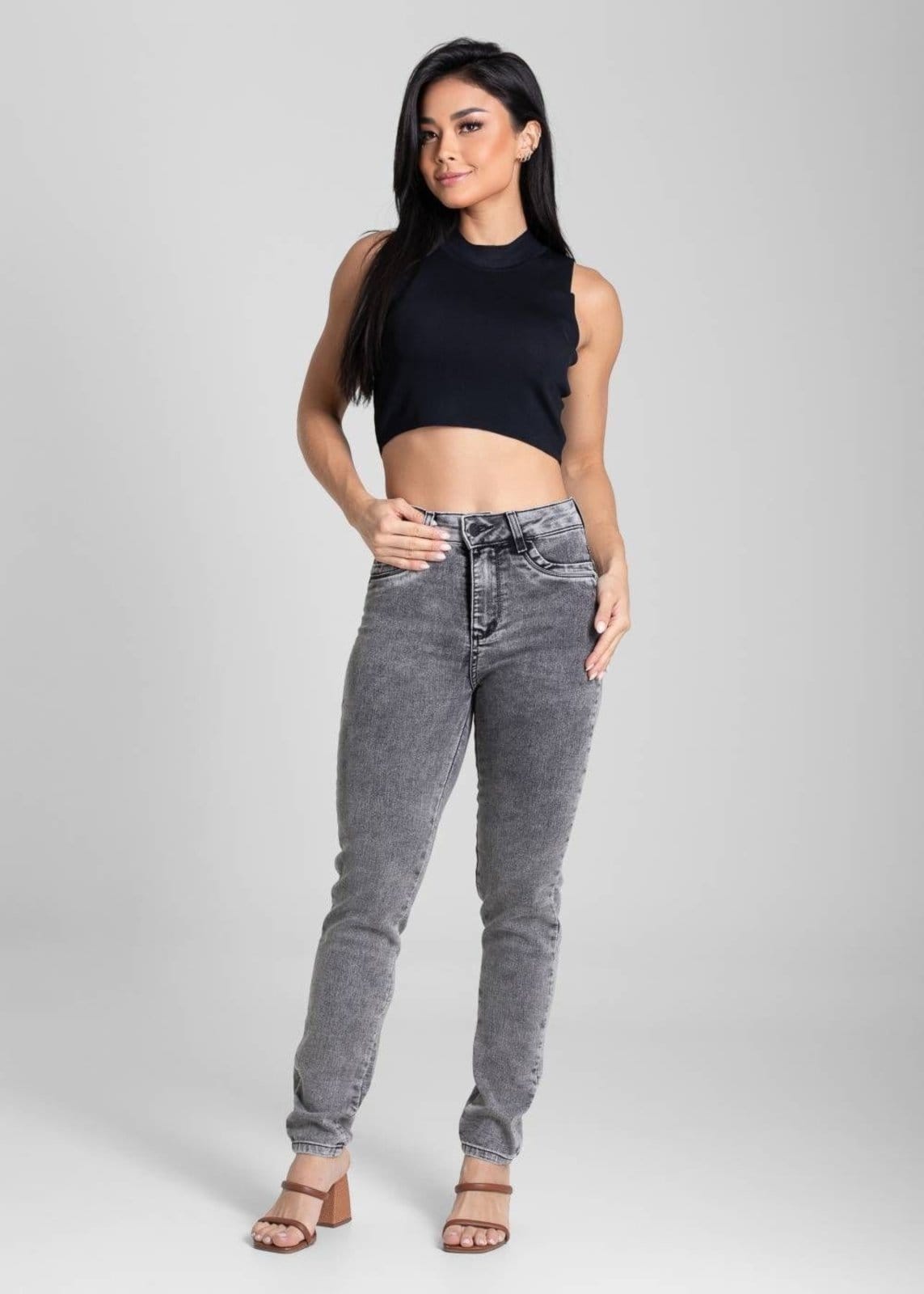 Vista 2 Calça Jeans Sawary Levanta Bumbum - 282109 Sawary preto