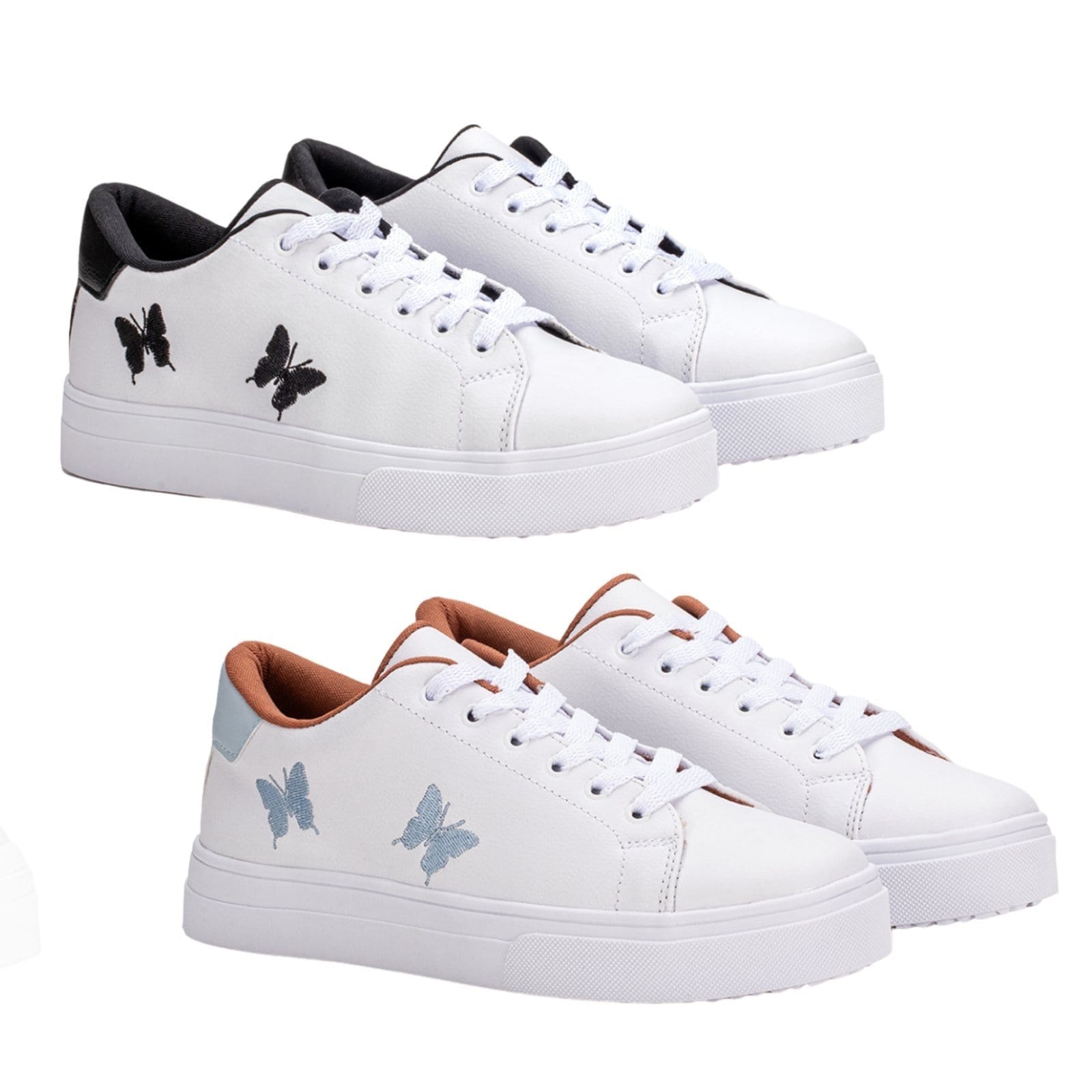 Kit 2 Pares Tenis Feminino Casual Borboleta Preto+