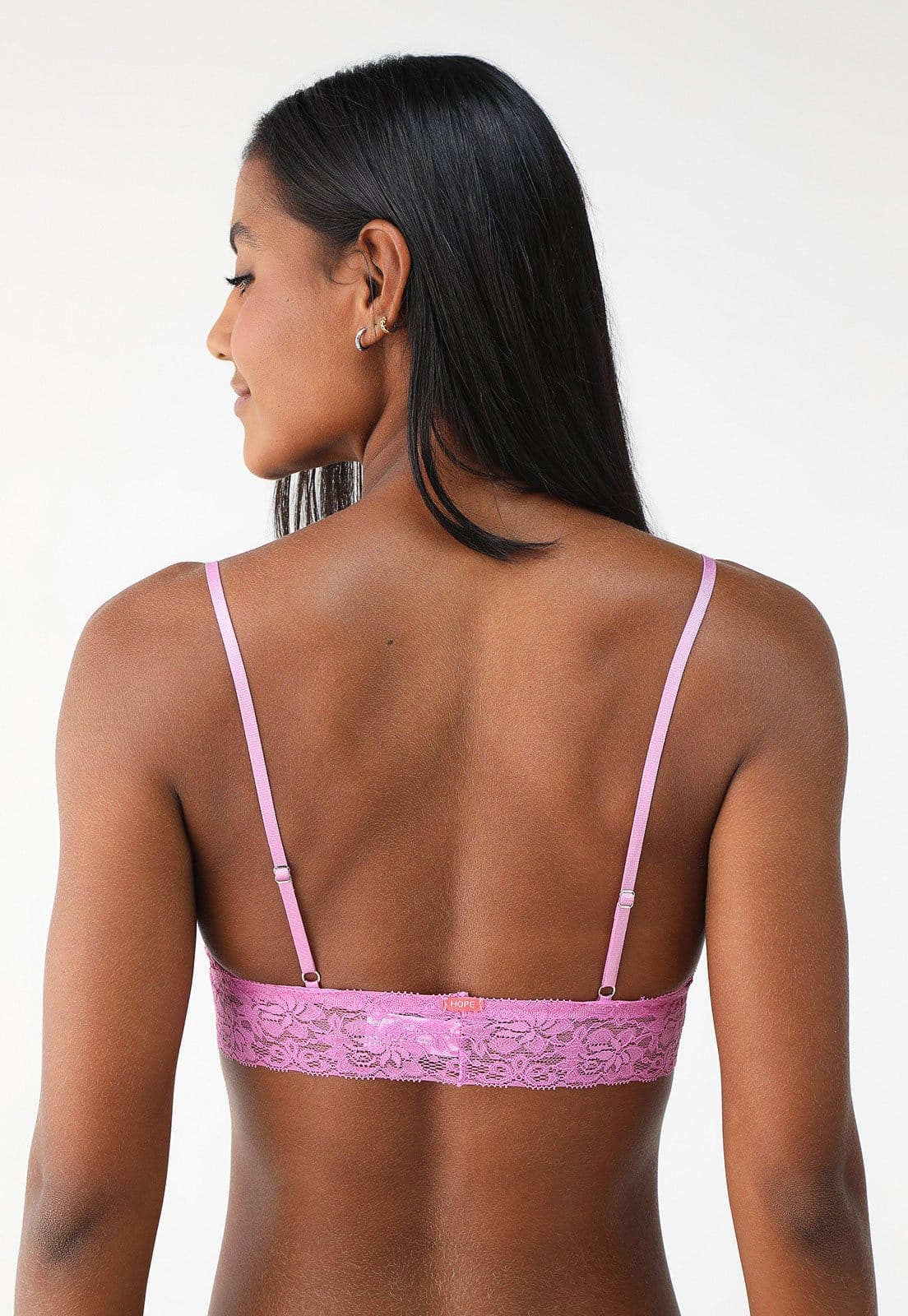 Vista 2 Sutiã Hope Top Triângulo Com Bojo Removível Em Renda Hope rosa