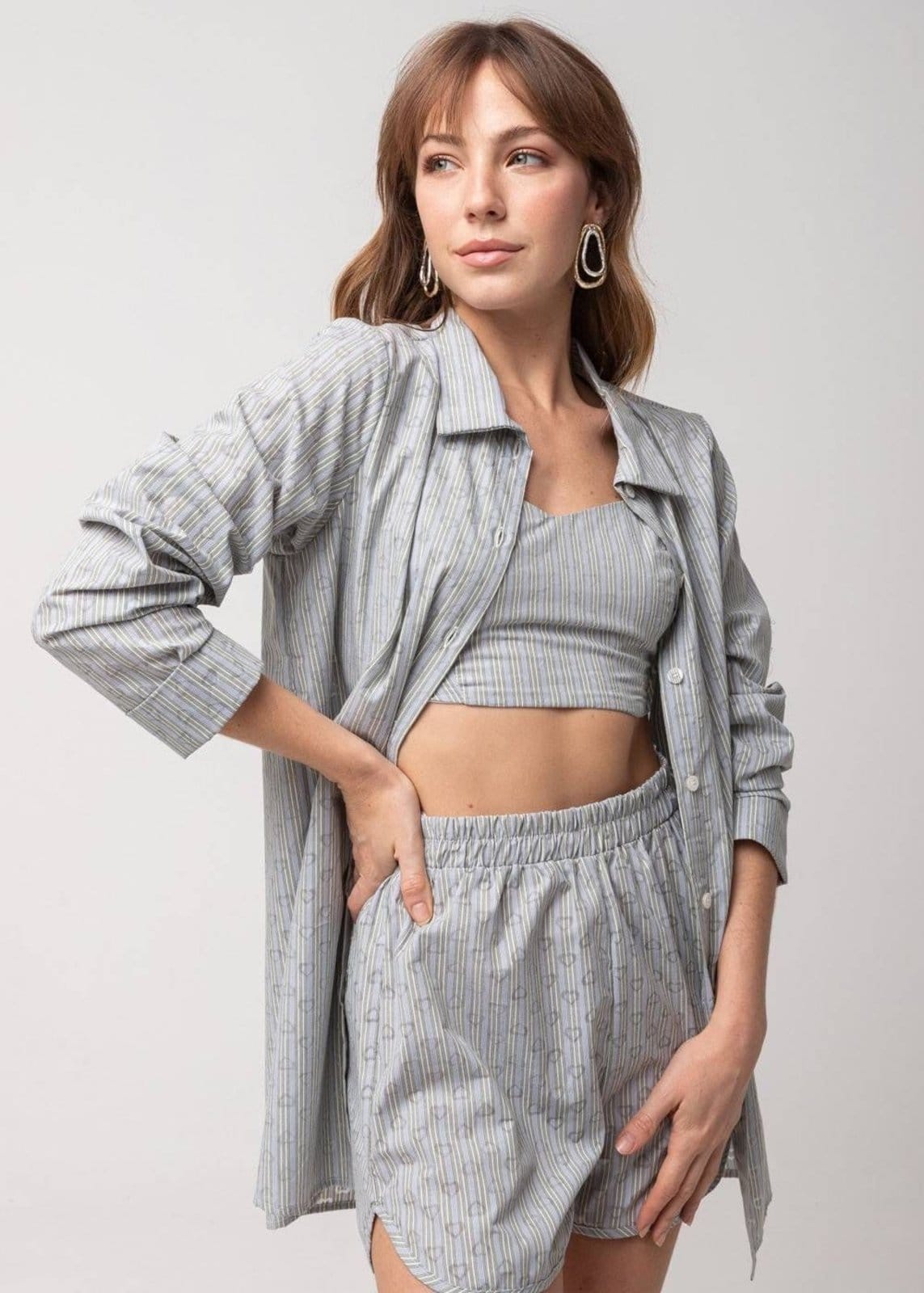 Vista 2 Camisa Sawary Estampada - 278975 Sawary cinza