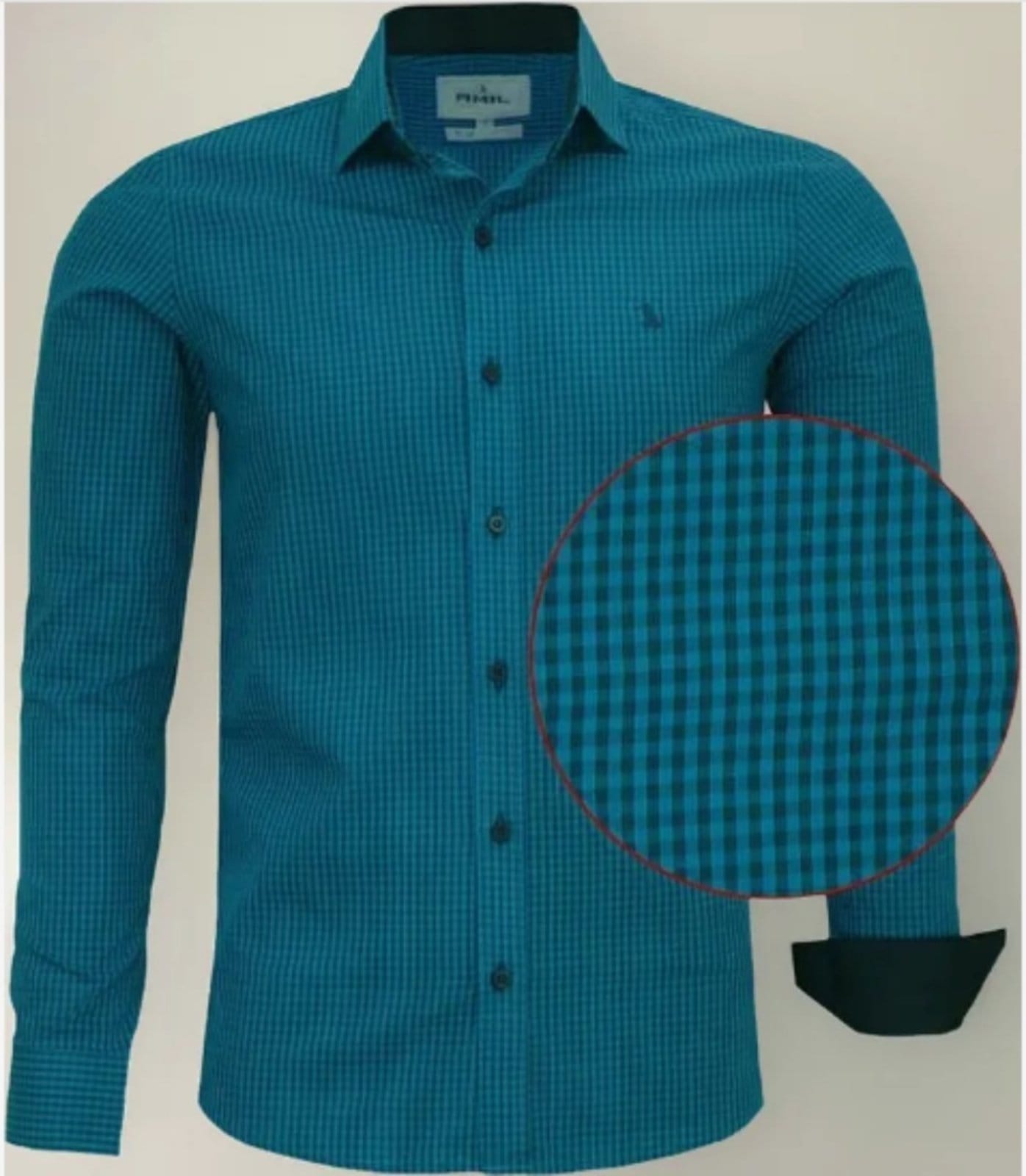 Camisa Social Amil Slim Buzz Algodão Micro Xadrez Manga Longa Luxo Cor14