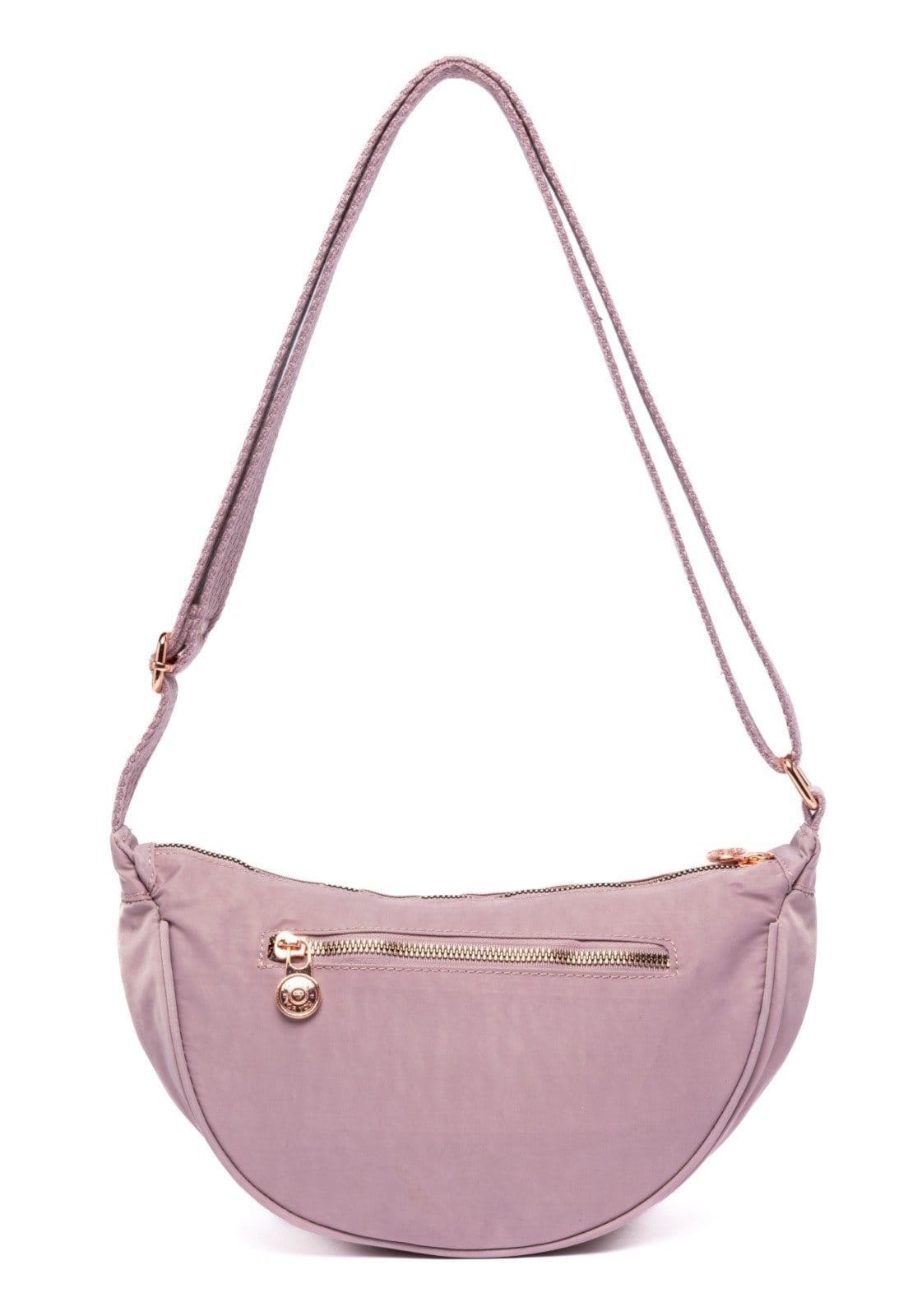 Vista 2 Bolsa Meia Lua Transversal Tiracolo Feminina Espaçosa Passeio Perfect For You rosa