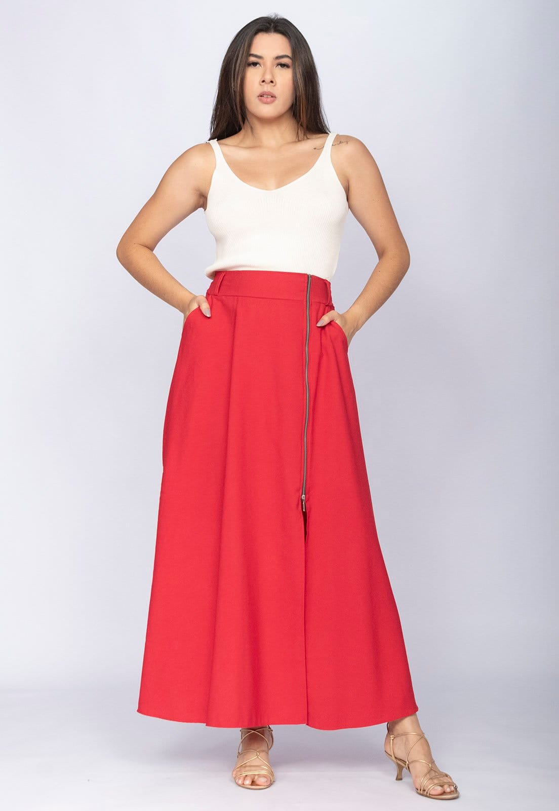 Saia Amazônia Vital Midi com Zíper vivo