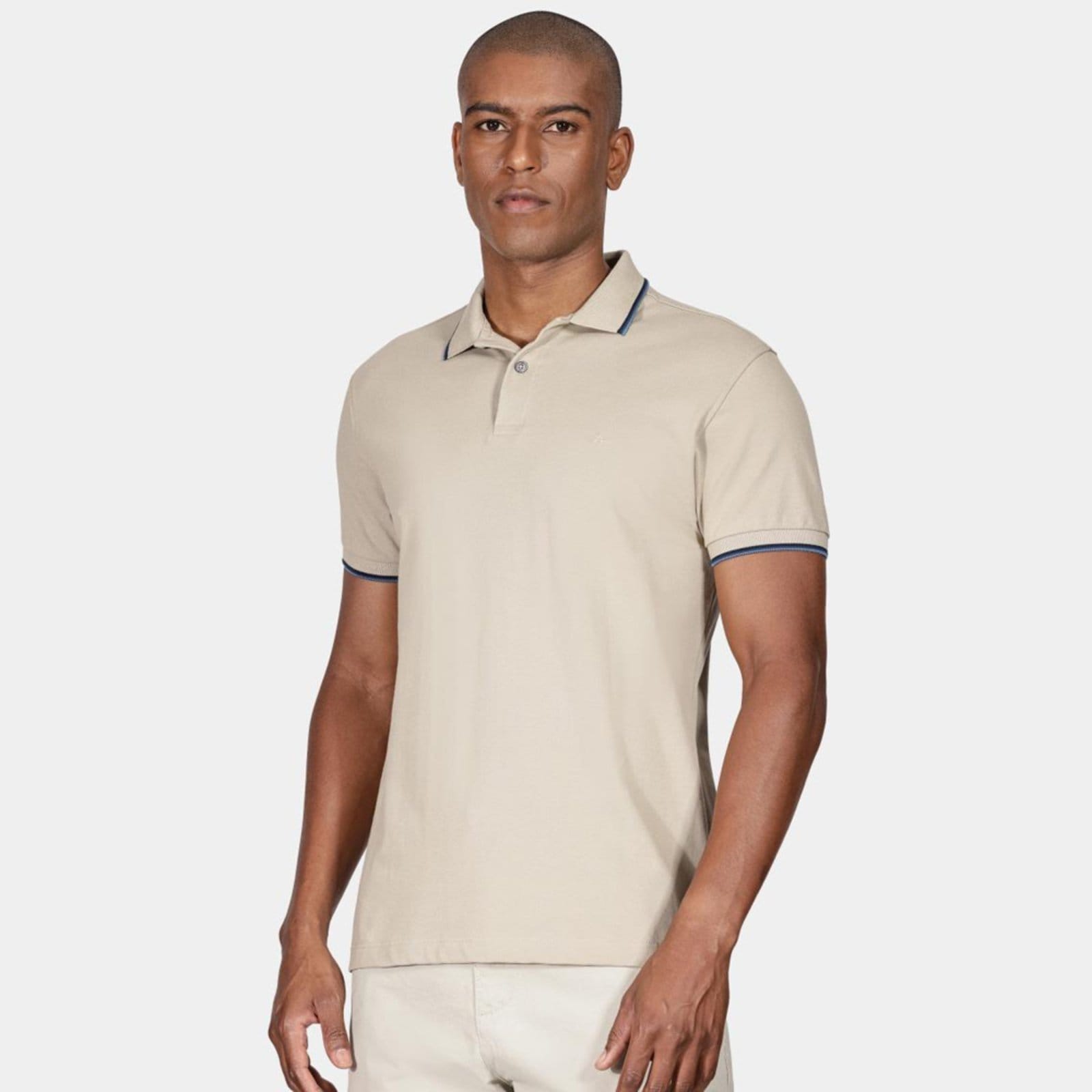 Camisa Polo Aramis Basic 4 Frisos Ou25 Bege Masculino