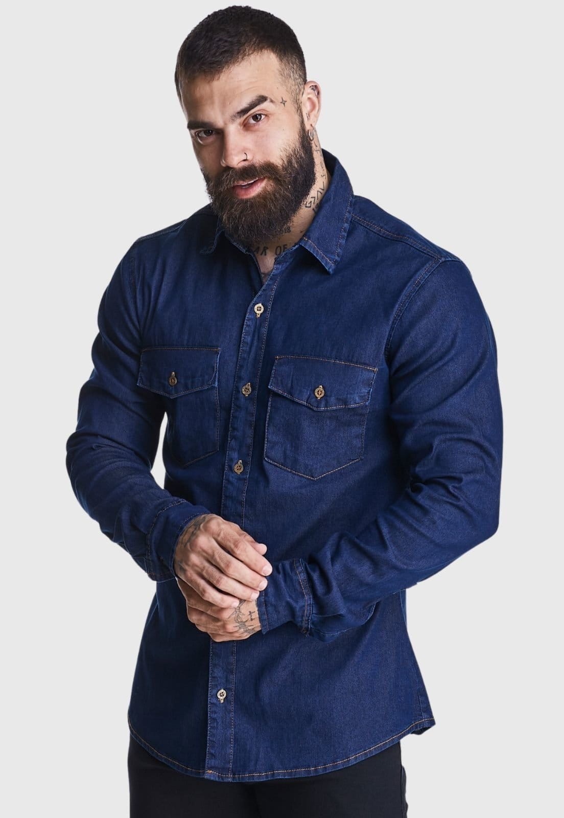 Camisa Jeans HNO Jeans Premium Slim 2 Bolsos - 2