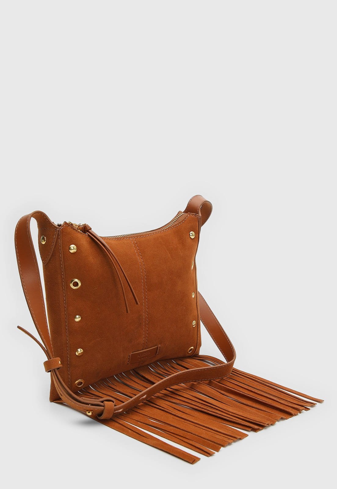 Vista 2 Bolsa Feminina Arezzo Soul Franjas Caramelo Arezzo marrom