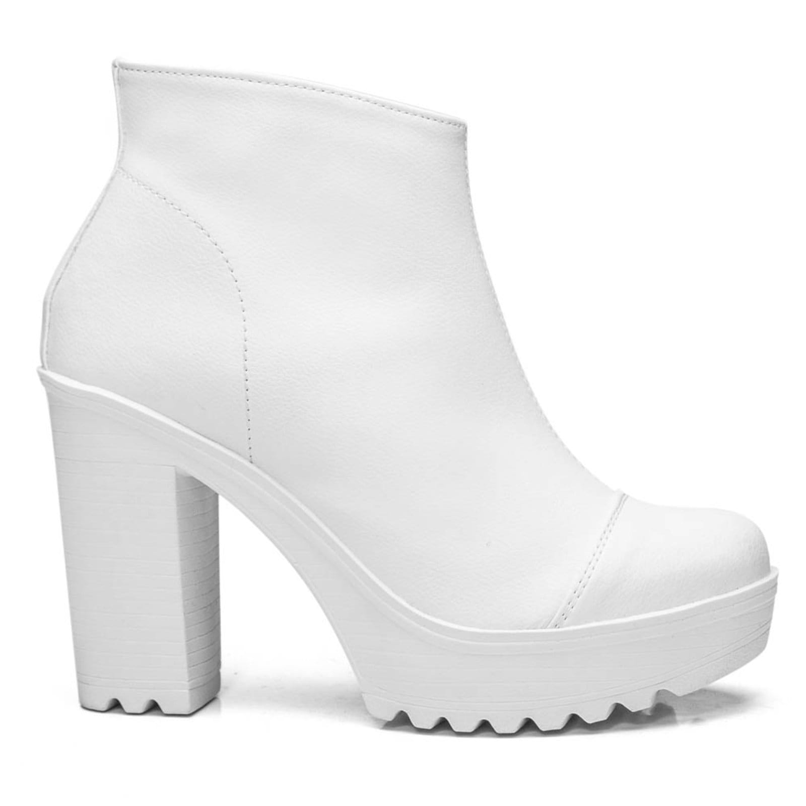 Bota Feminina Lavini Coturno Salto Alto 9cm Tratorado Branca
