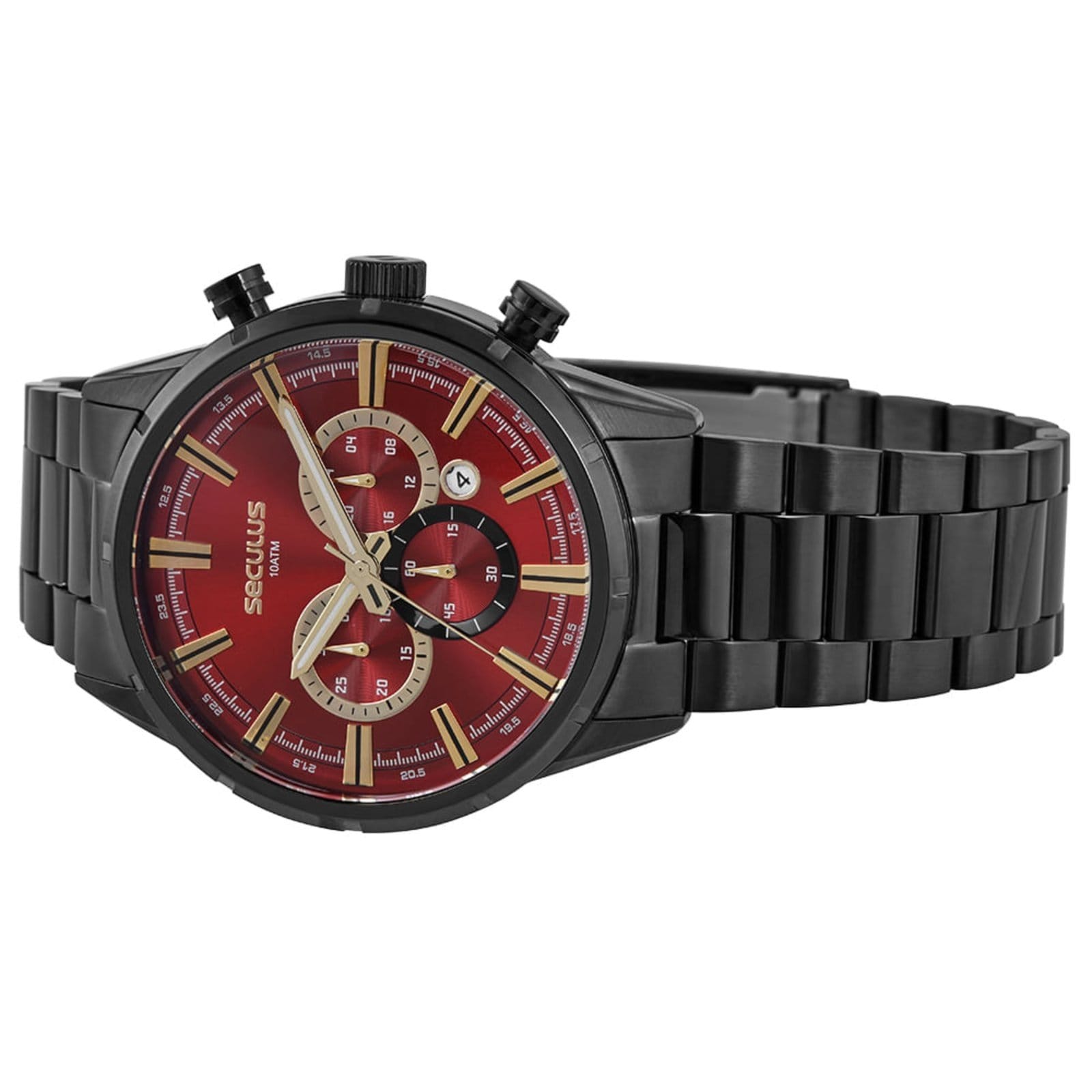 Vista 2 Relógio Masculino Seculus Cronógrafo Mostrador Vermelho Seculus preto