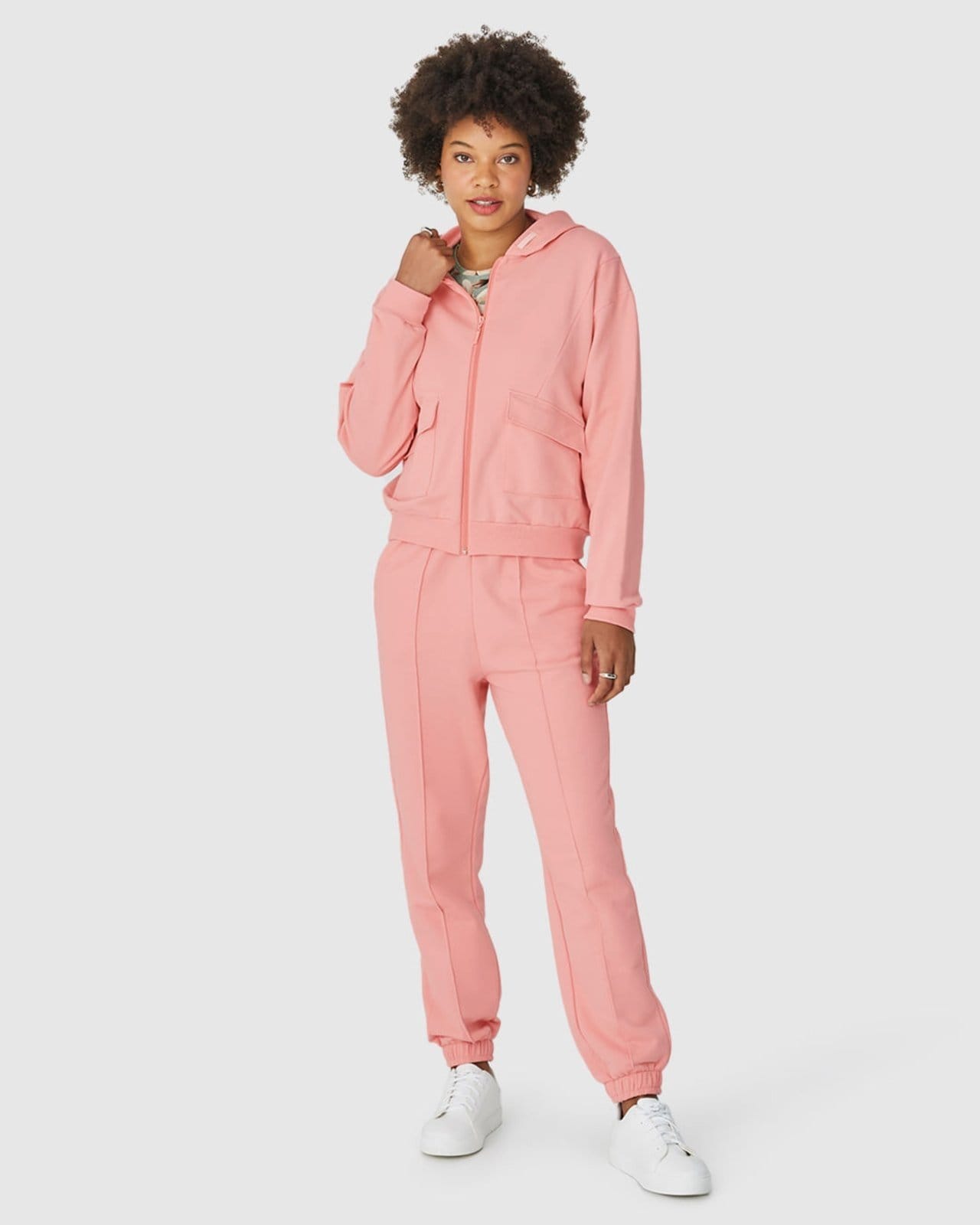 Vista 2 Jaqueta Feminina Bolso Com Lapela Em Moletom Flanelado Malwee rosa