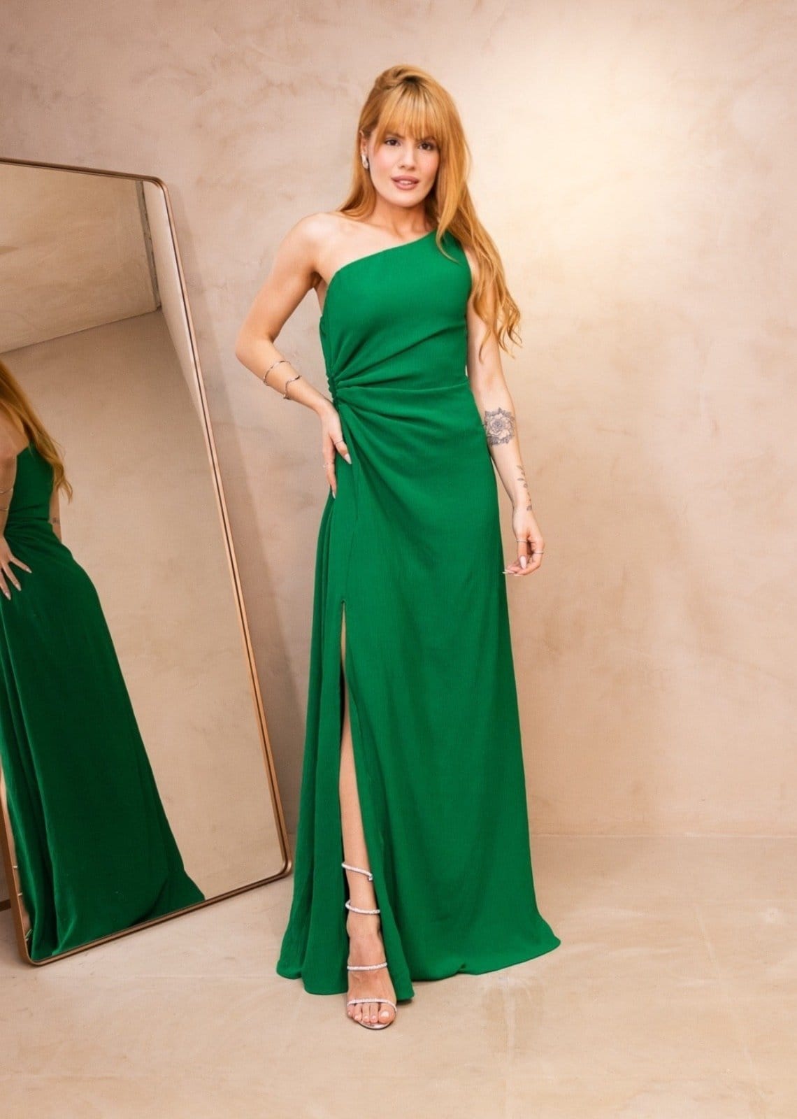 Vestido Longo 1 Ombro Abertura Lateral Yaly Esmeralda