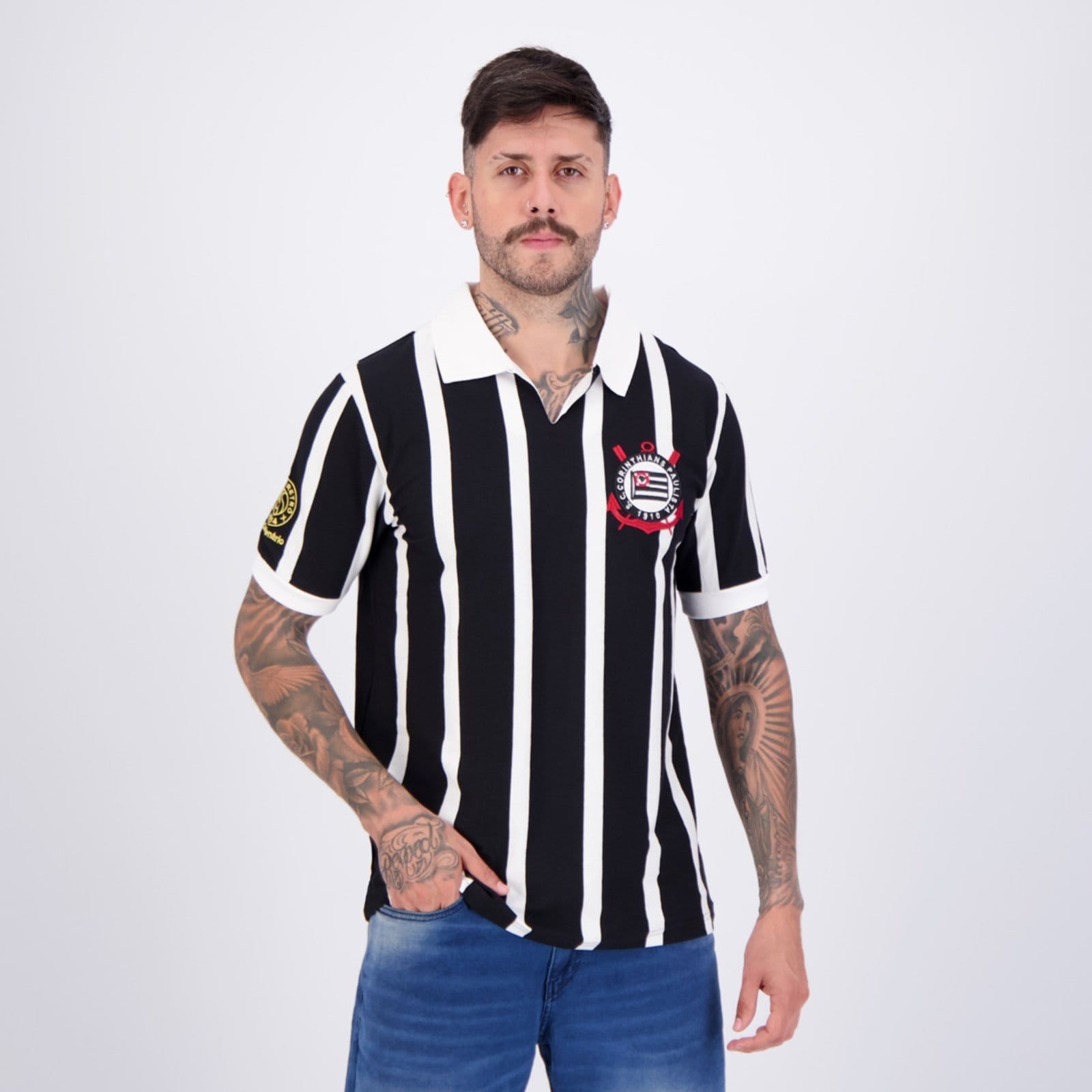 Camisa Corinthians Retrô Contraste Centenário Preta - 2