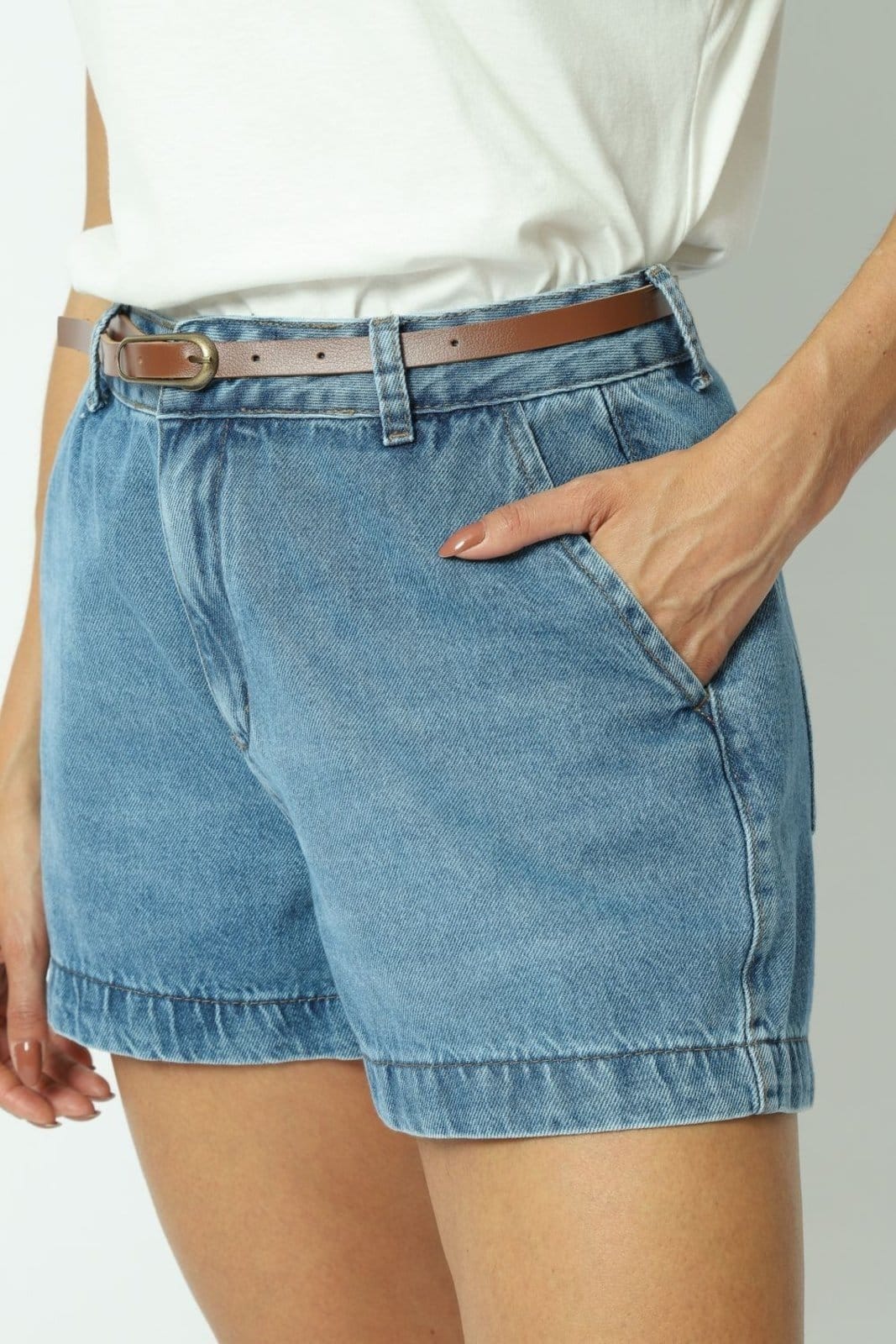 Vista 2 Shorts Jeans com Cinto 42 Gazzy azul