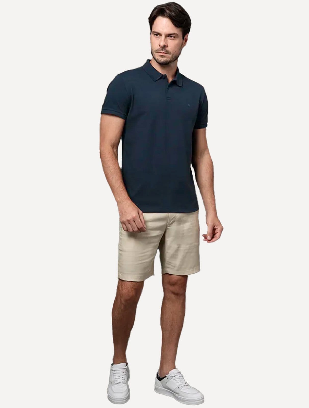 Vista 2 Polo Calvin Klein Masculina Piquet Regular Básica Mono Sem Friso Medio Calvin Klein azul