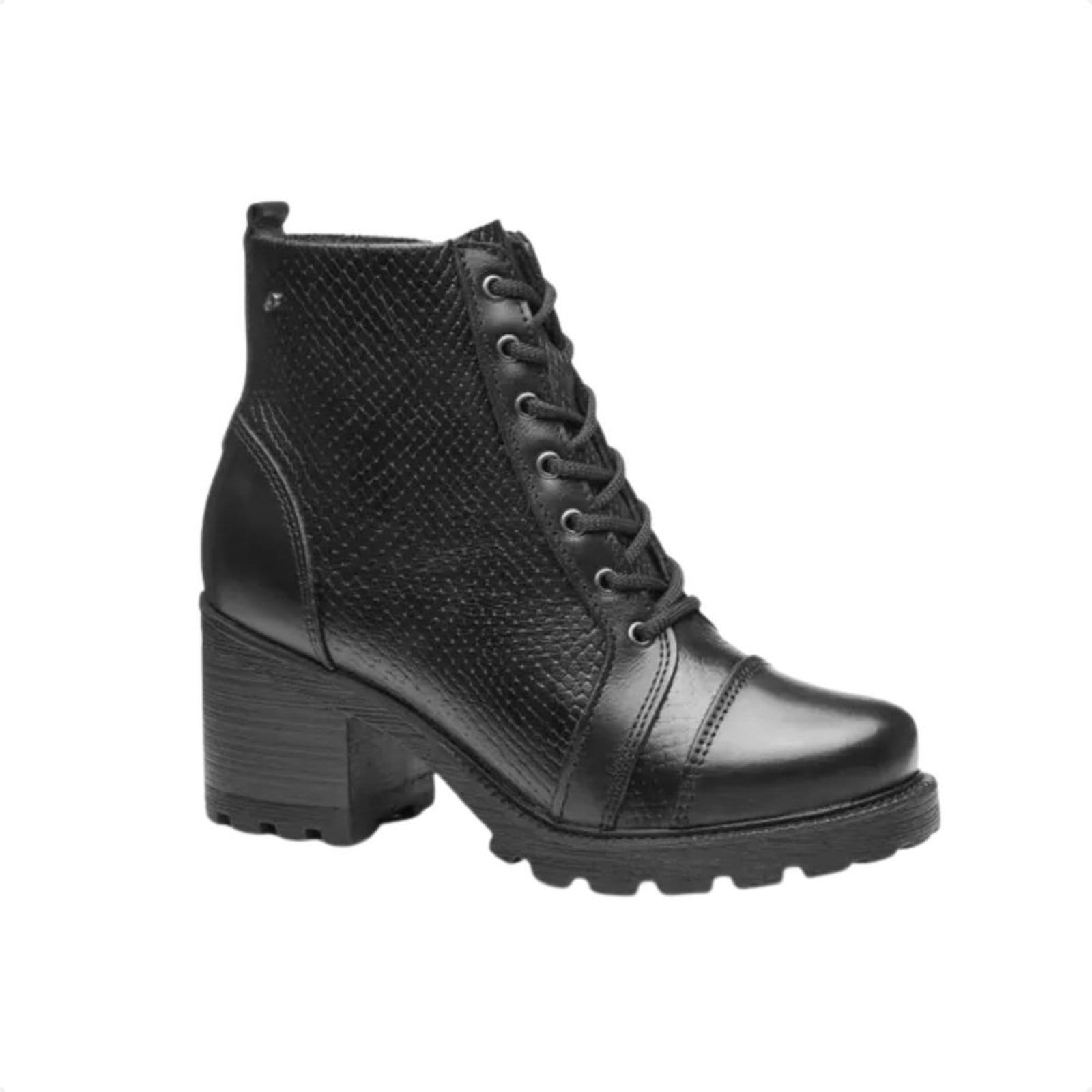 Vista 2 Bota Feminino Coturno Em Couro Pegada PEGADA preto