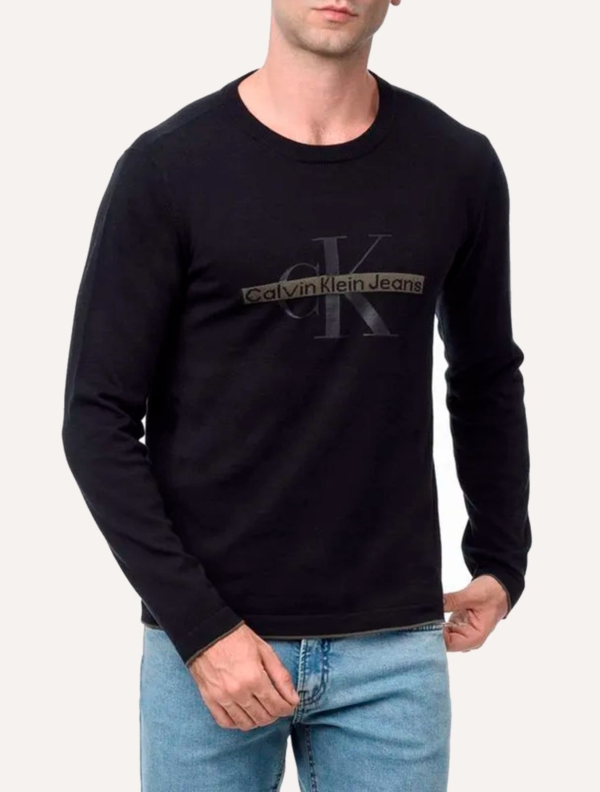 Moletom Calvin Klein Jeans Masculino Gel Reissue Stripe Preta