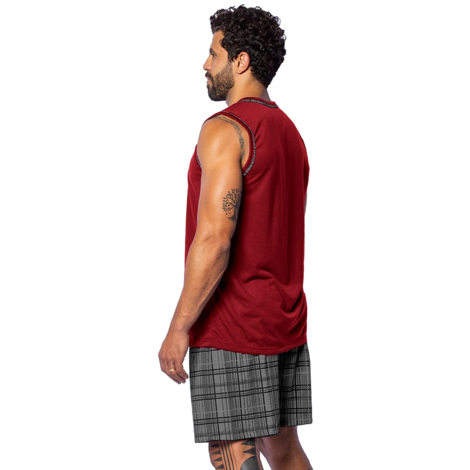 Pijama Masculino Gabi Lingerie Regata Malha Confortável Curto Rubro - 2