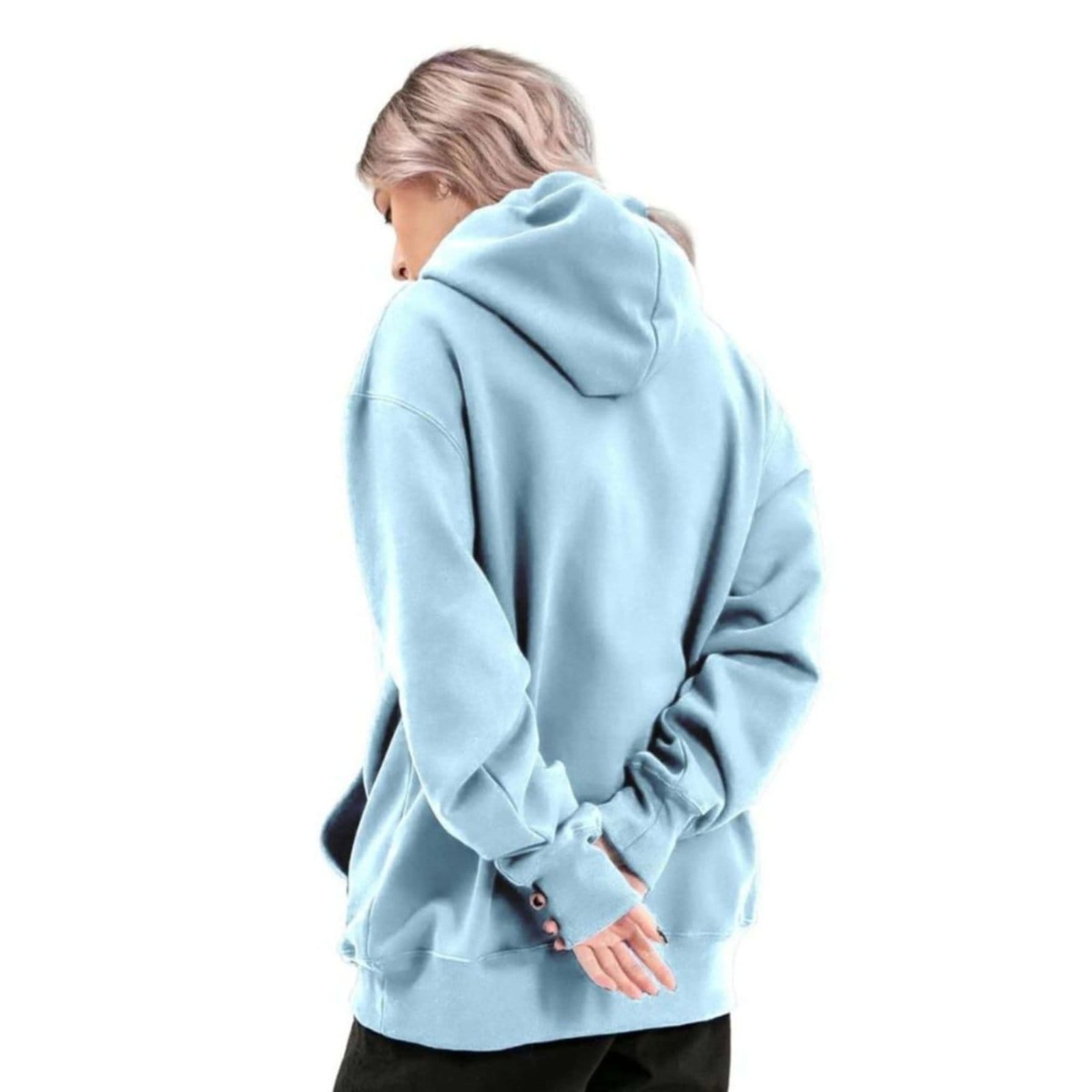 Vista 2 Moletom Relaxado Liso Feminino Relaxado azul