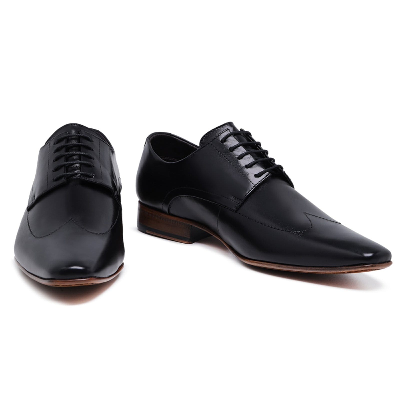 Vista 2 Sapato Social em Couro Derby Malbork Sola Couro Cadarço 123P Malbork preto