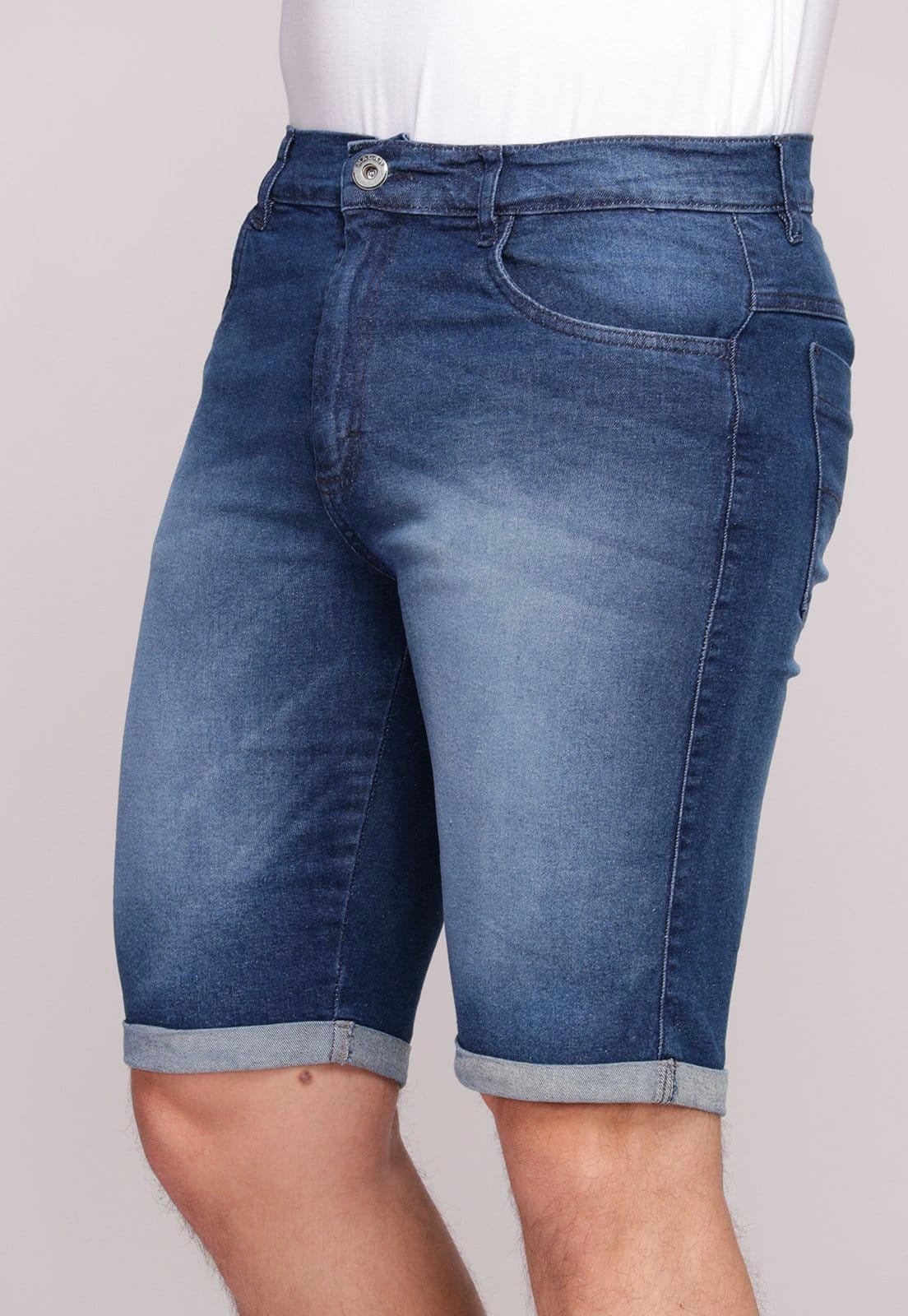 Vista 2 Bermuda Masculina Jeans Elastano Passeio 7919 Macaw azul/azul marinho azul